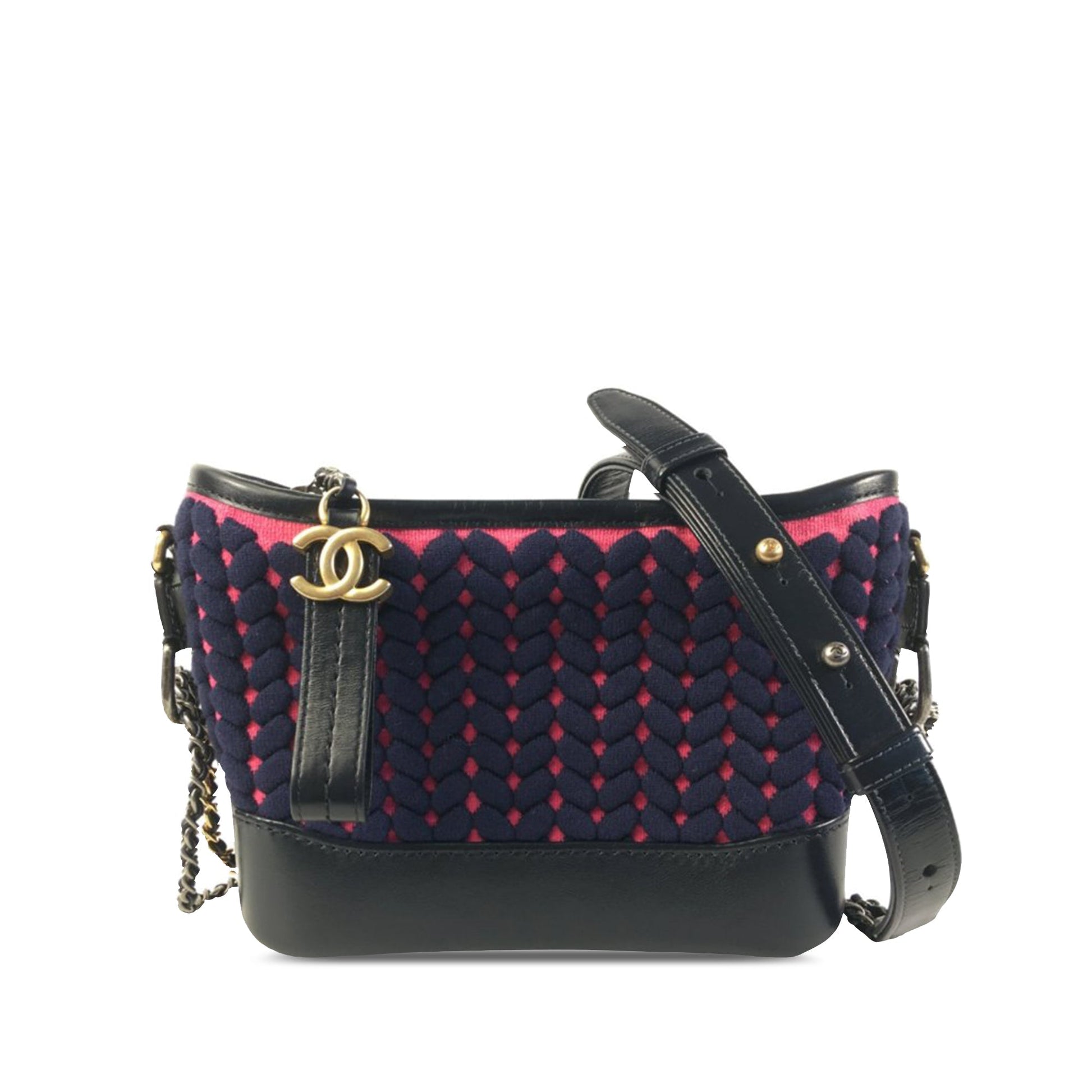 CHANEL Small Woven Knit Cotton Gabrielle Hobo Crossbody Bag
