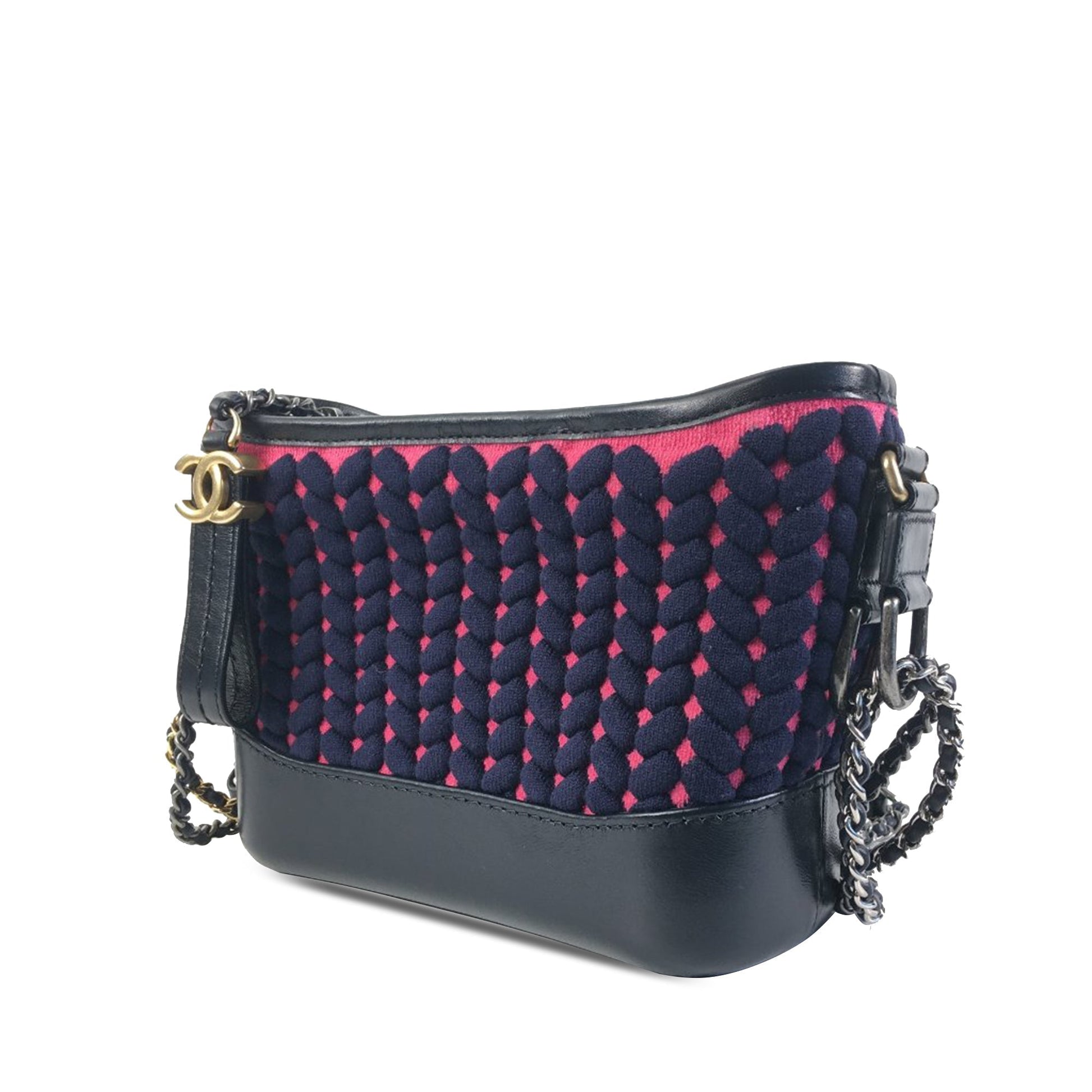 CHANEL Small Woven Knit Cotton Gabrielle Hobo Crossbody Bag
