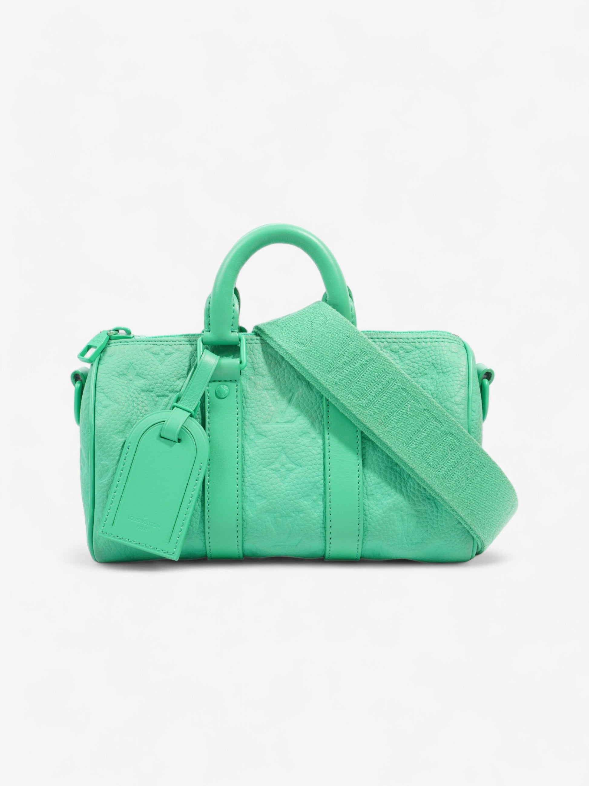 Louis Vuitton Keepall Bandouliere 25 Embossed Monogram Leather Green Travel Bag