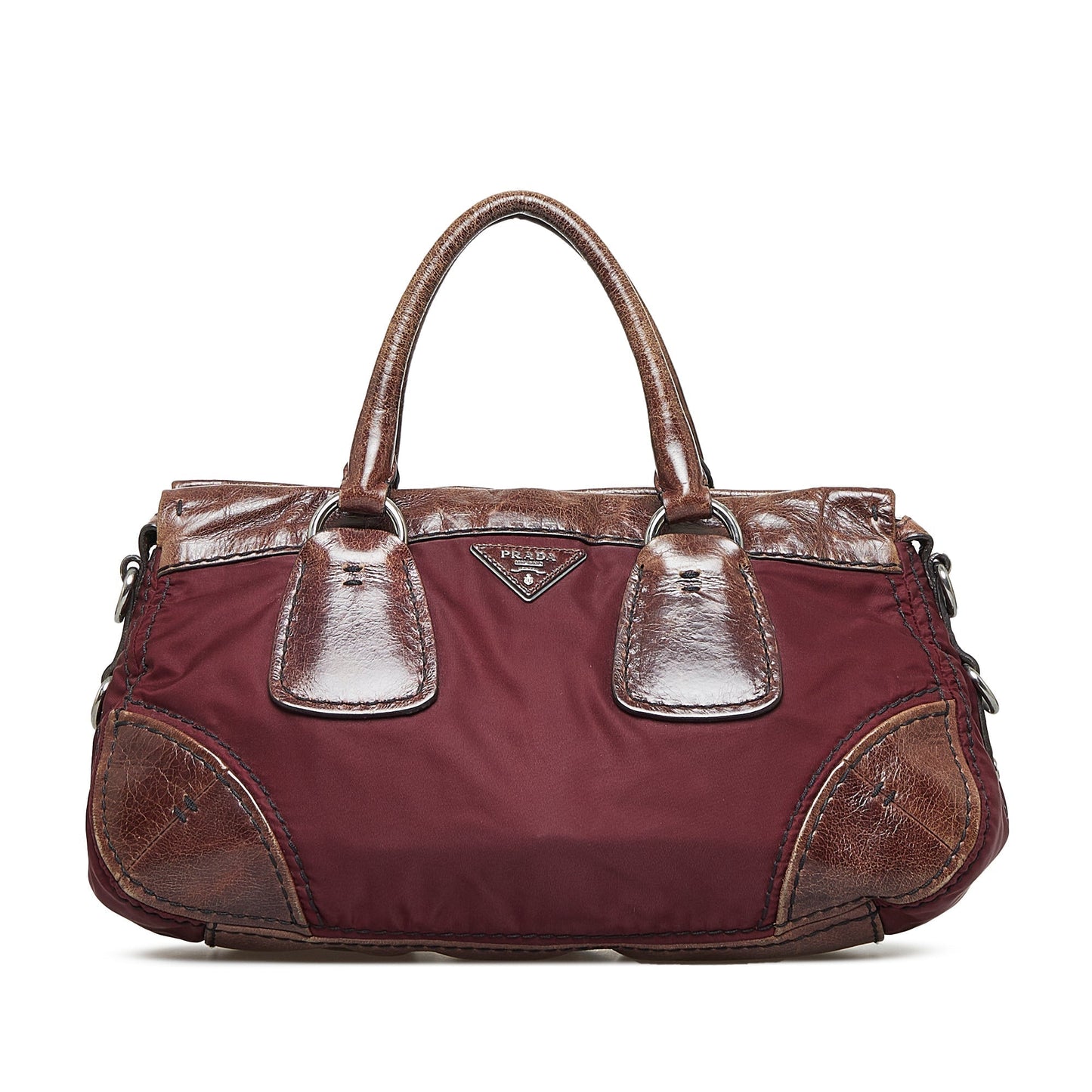 Prada Trimmed Tessuto Satchel Vitello Satchel Bag