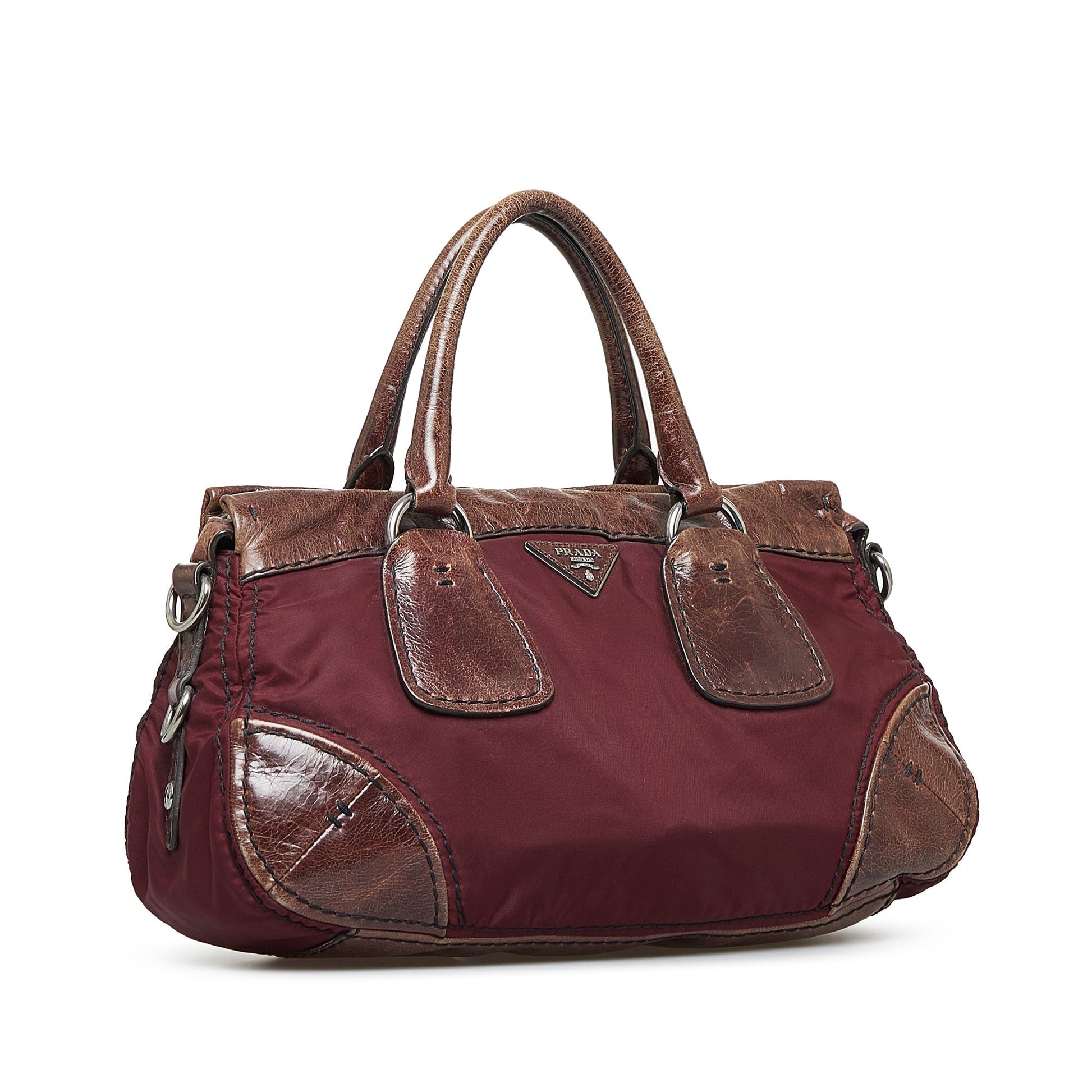 Prada Trimmed Tessuto Satchel Vitello Satchel Bag