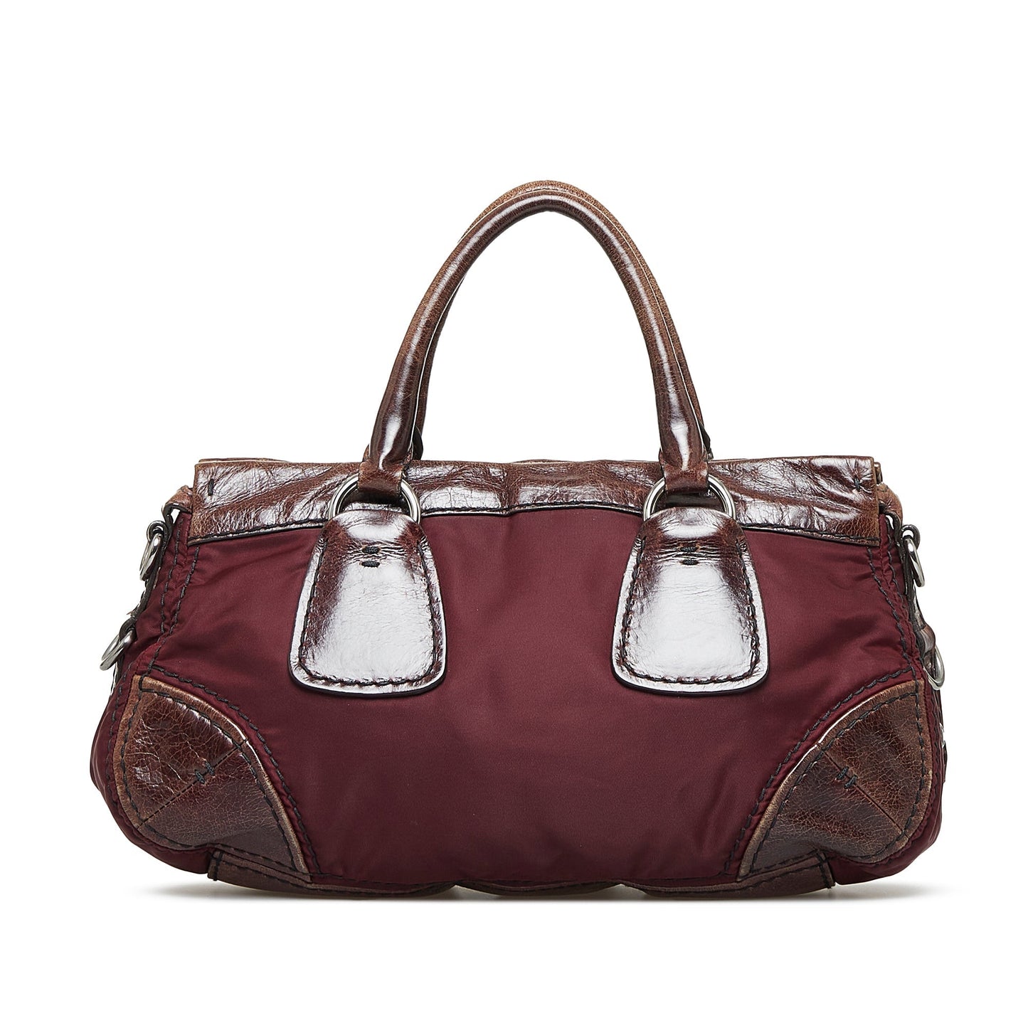 Prada Trimmed Tessuto Satchel Vitello Satchel Bag