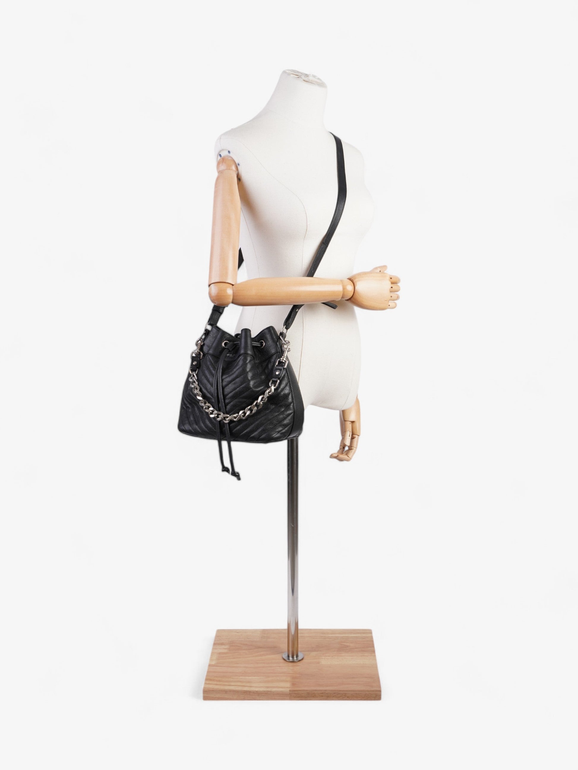 YSL Saint Laurent Emmanuelle Bag Calfskin Leather Black Medium Shoulder Bag