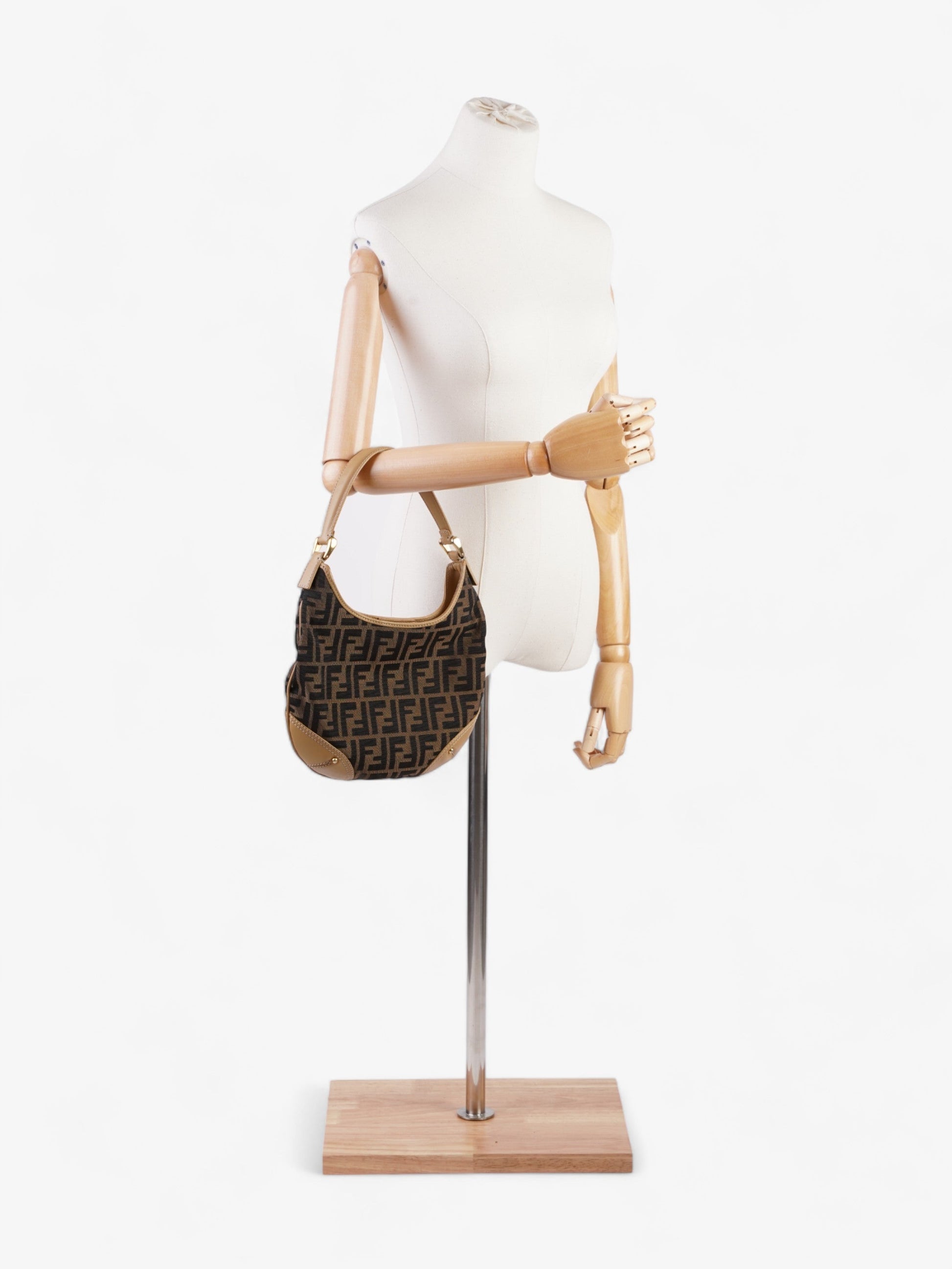 Fendi Zucca Tobacco Hobo Canvas Brown Shoulder Bag