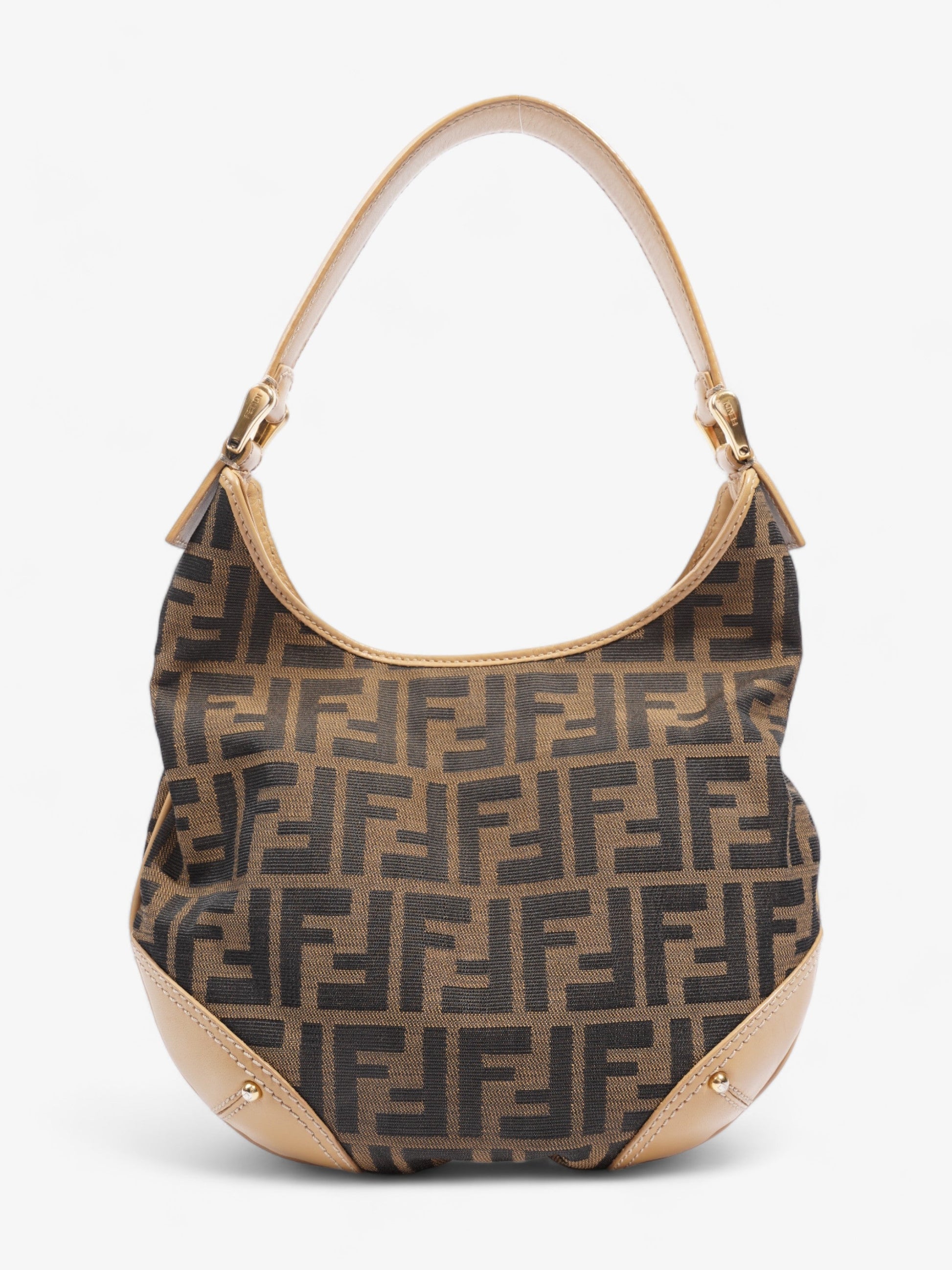 Fendi Zucca Tobacco Hobo Canvas Brown Shoulder Bag