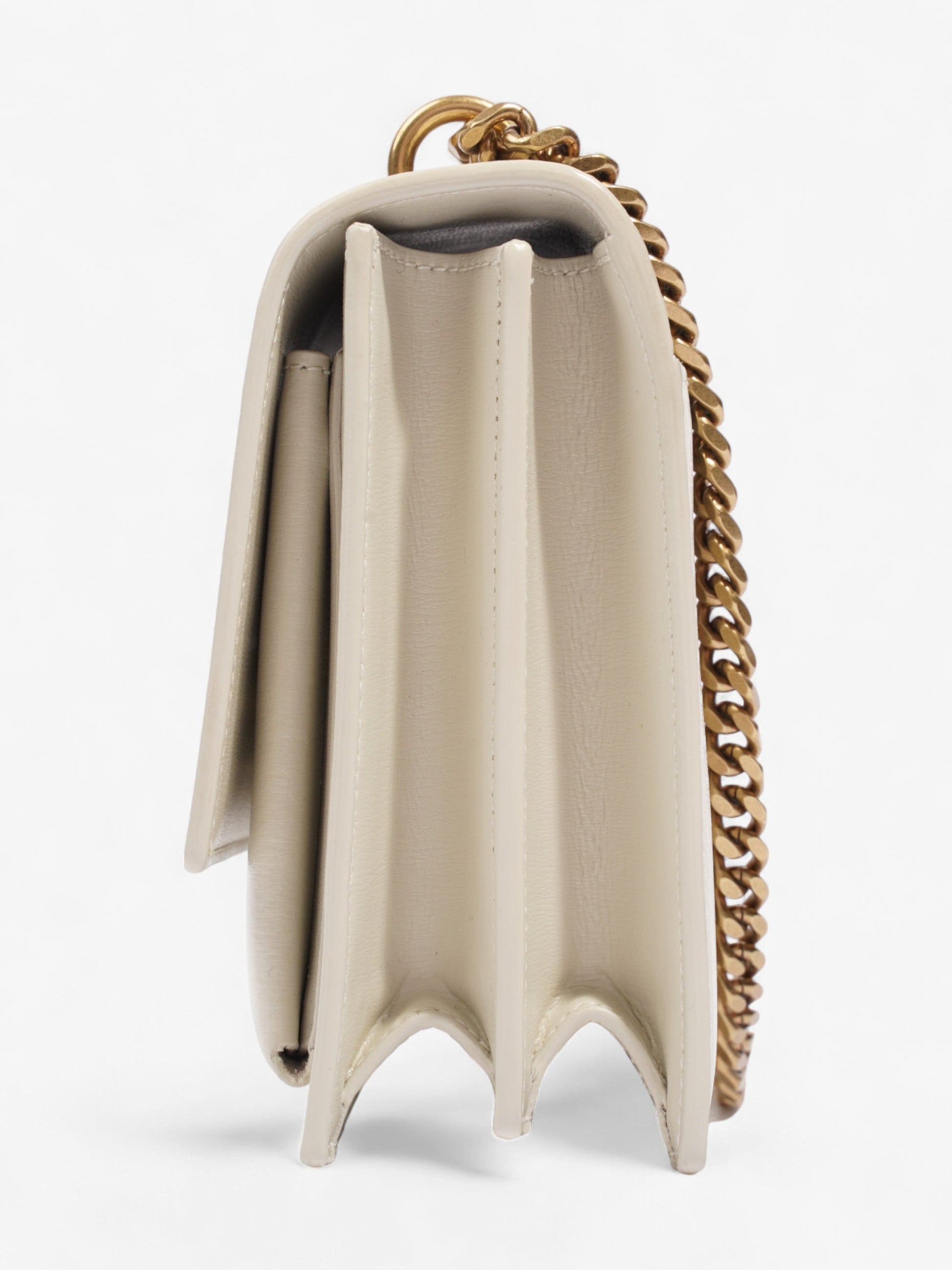 YSL Saint Laurent Sunset Crossbody Bag Leather White Medium