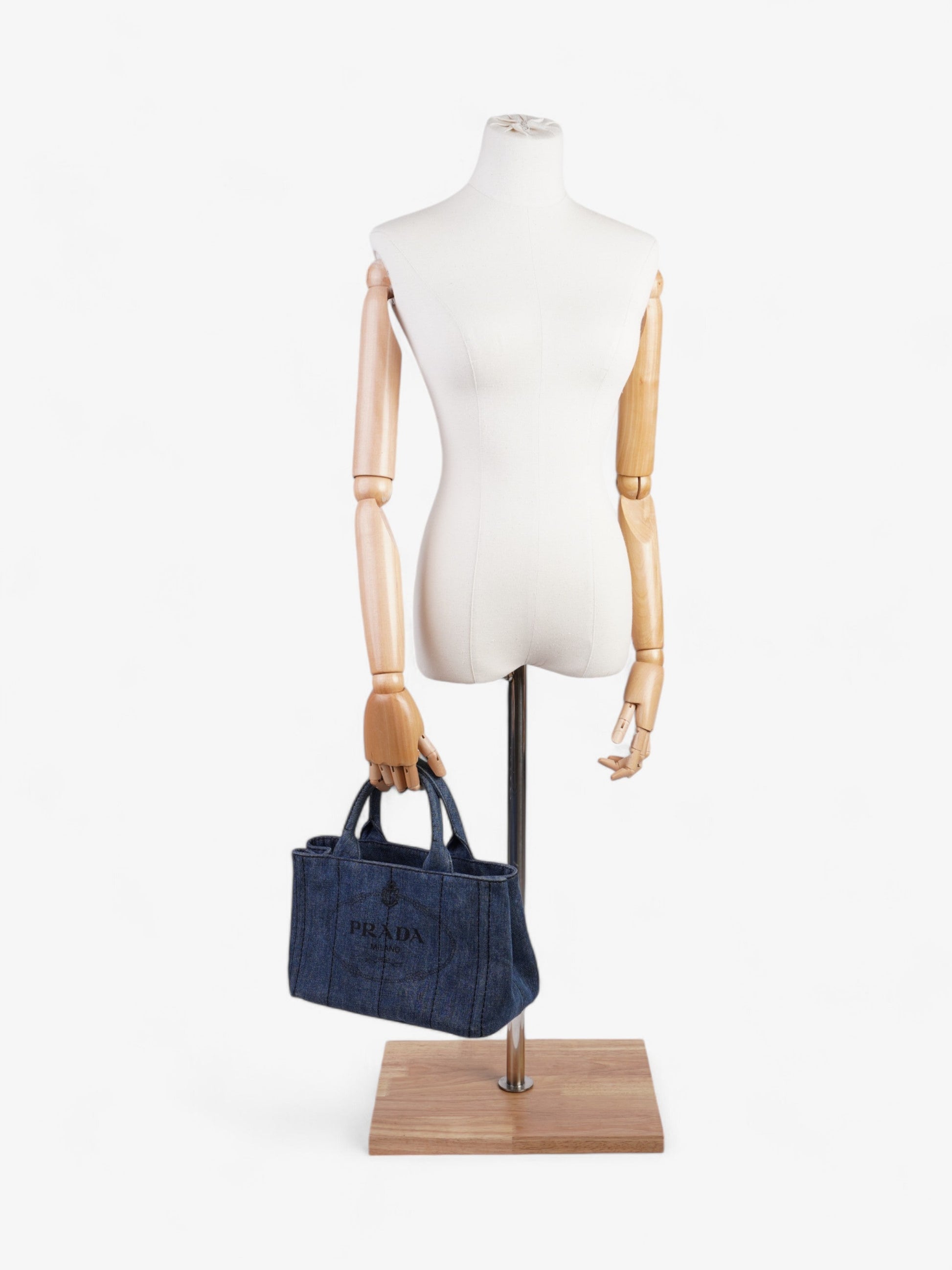 Prada Canapa Tote Denim Black Tote Bag