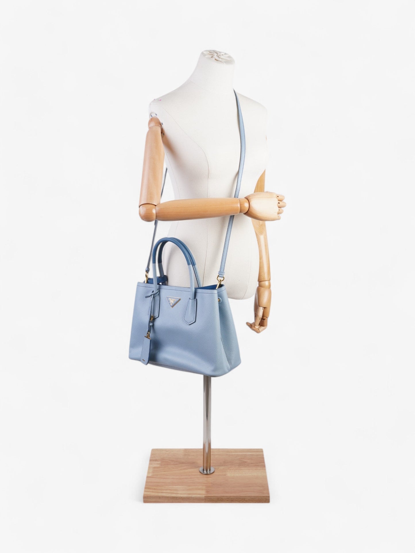 Prada Double Bag Astral Leather Saffiano Blue Shoulder Bag