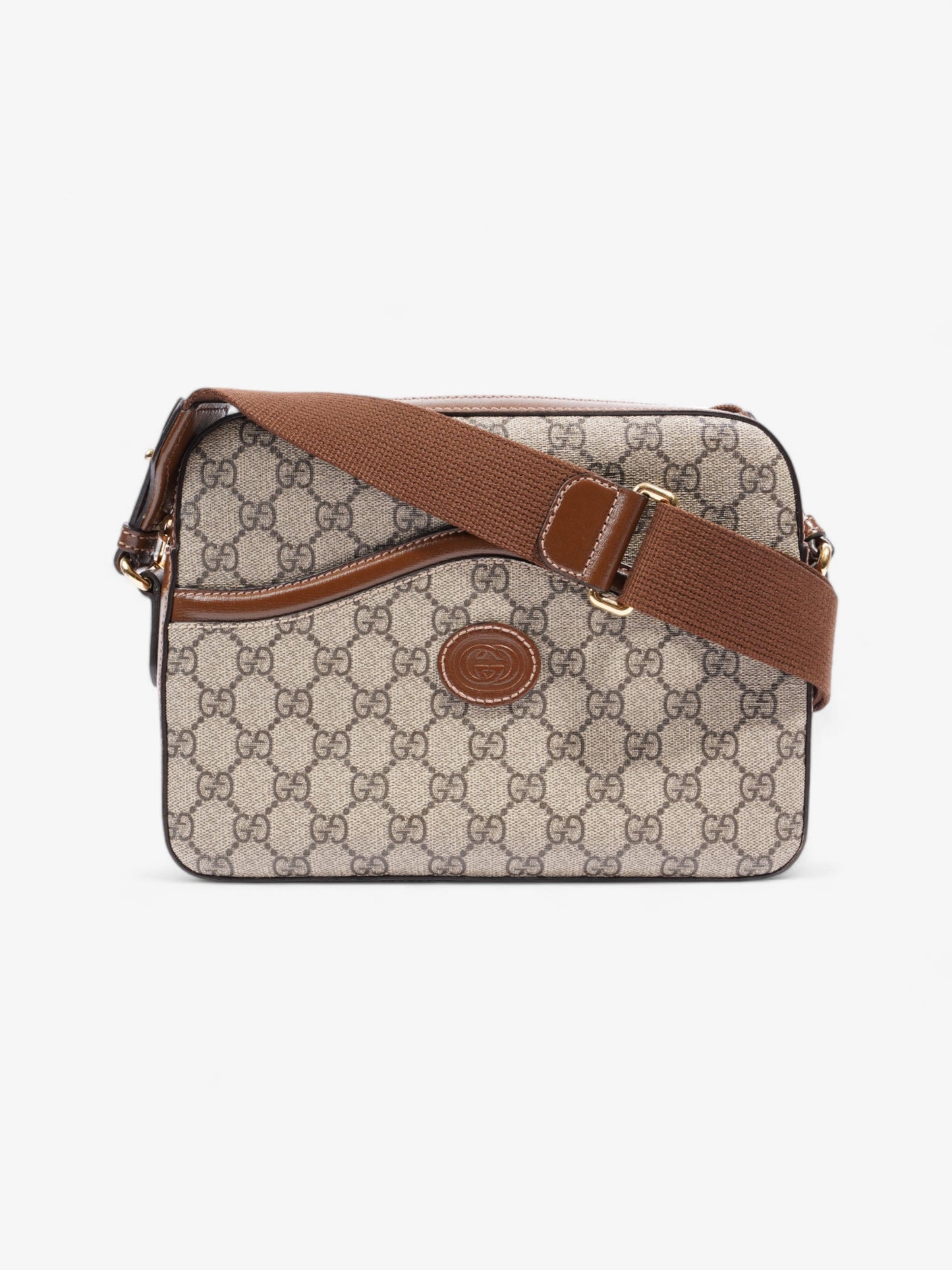 Gucci Messenger Bag With Double Supreme Coated Canvas Brown Travel Bag