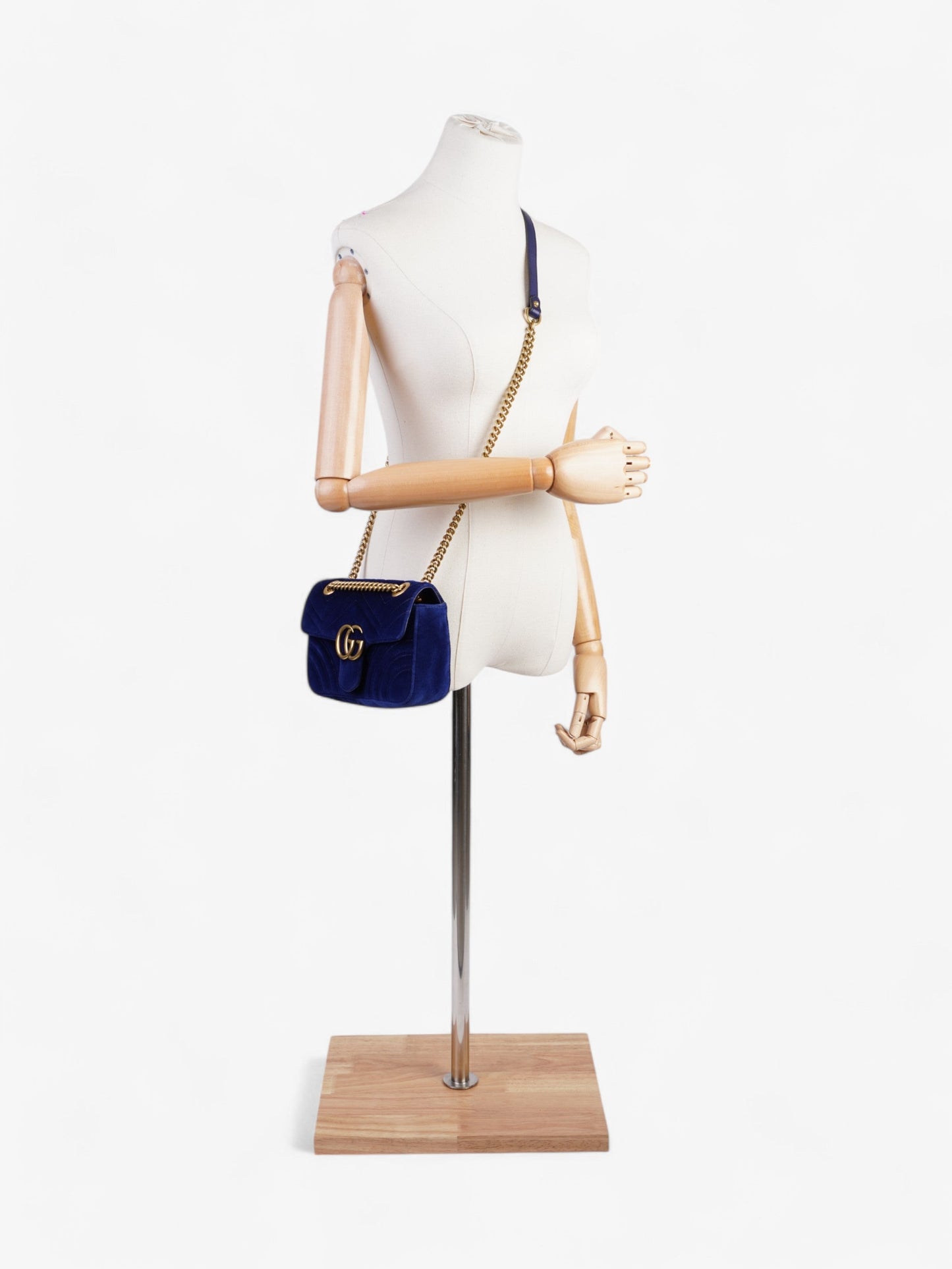 Gucci Marmont Velvet Shoulder Bag Blue Mini