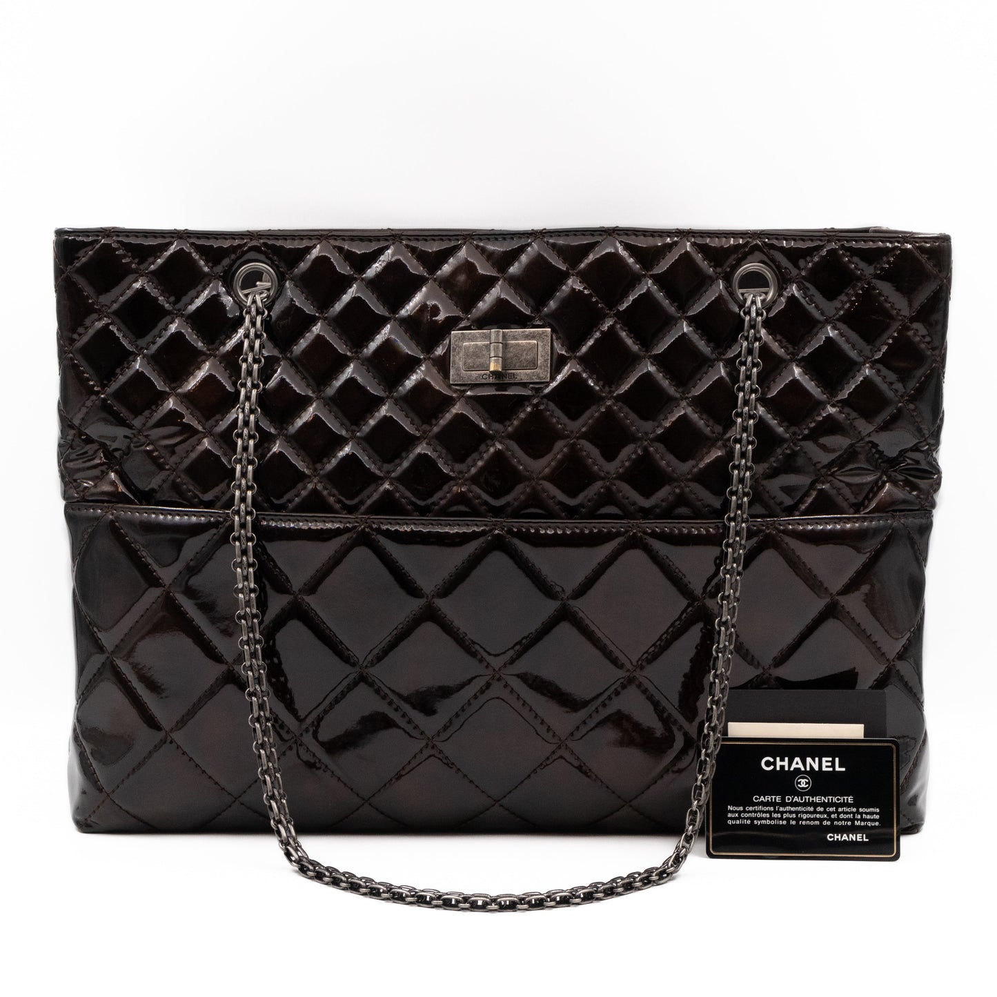 Chanel Reissue East West Tote Quilted Burgundy Patent Leather