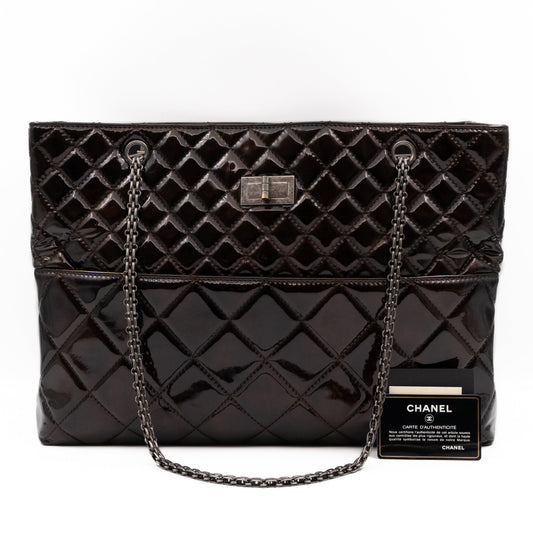Chanel Reissue East West Tote Quilted Burgundy Patent Leather