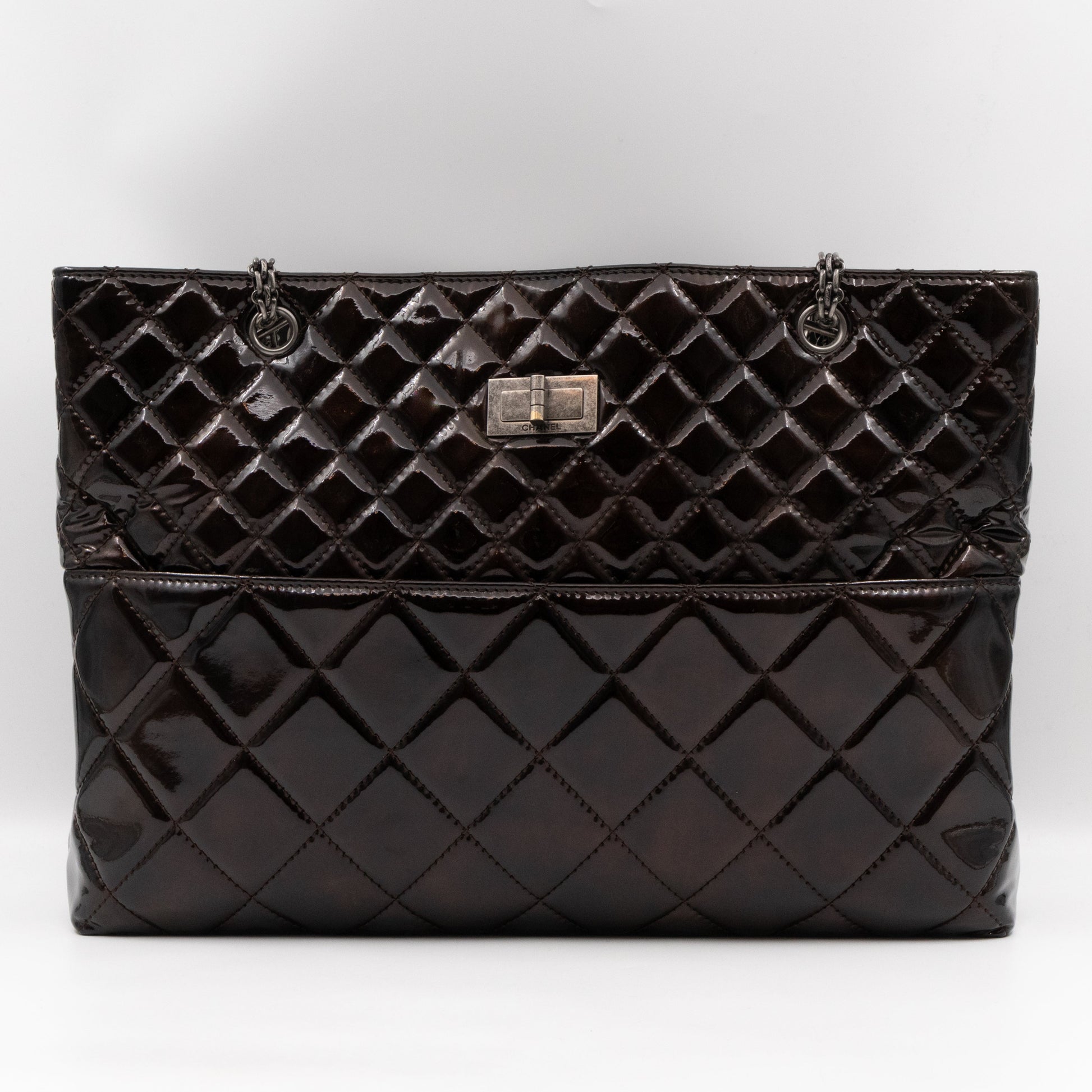 Chanel Reissue East West Tote Quilted Burgundy Patent Leather