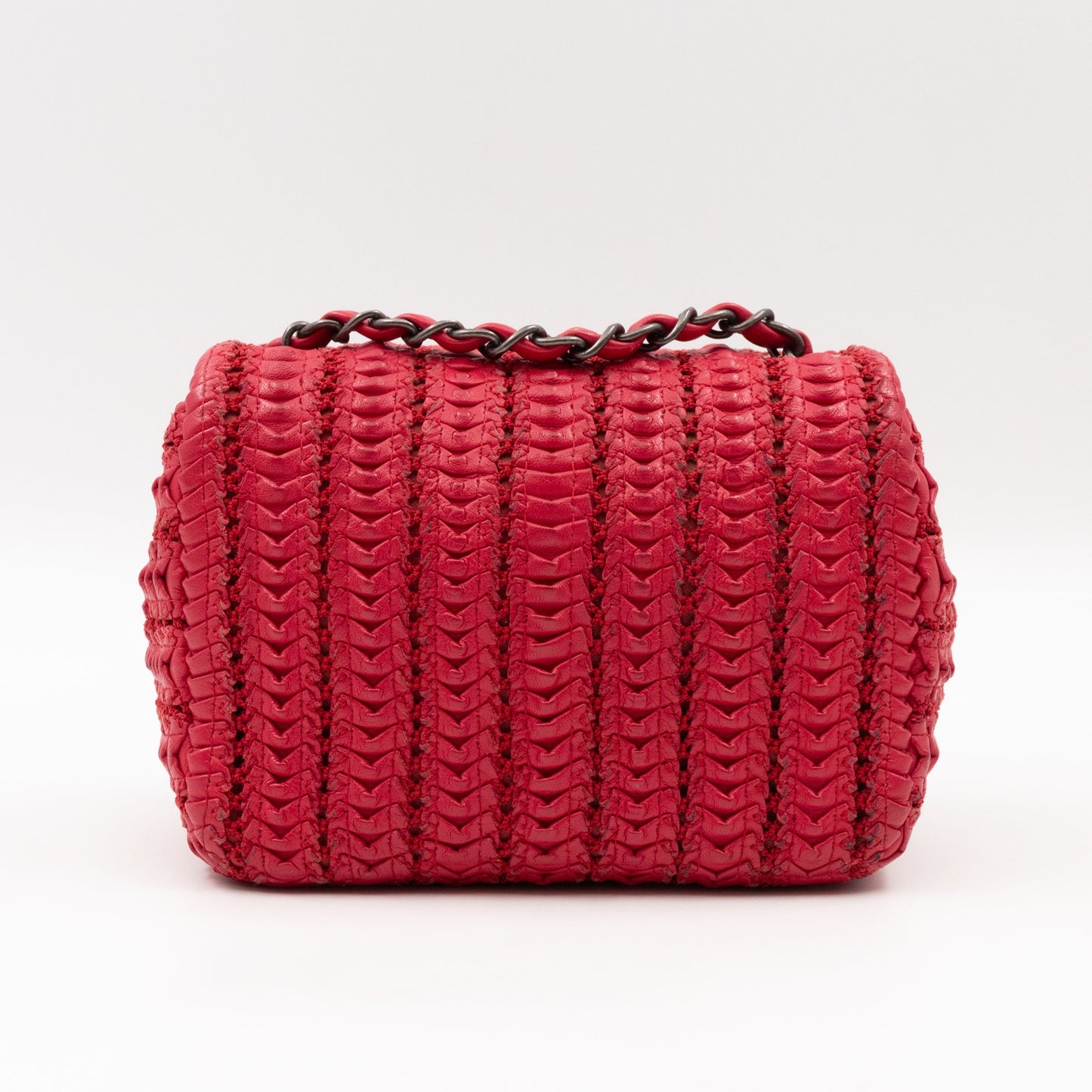 Chanel Classic Flap Mini Square Crochet Red Lambskin