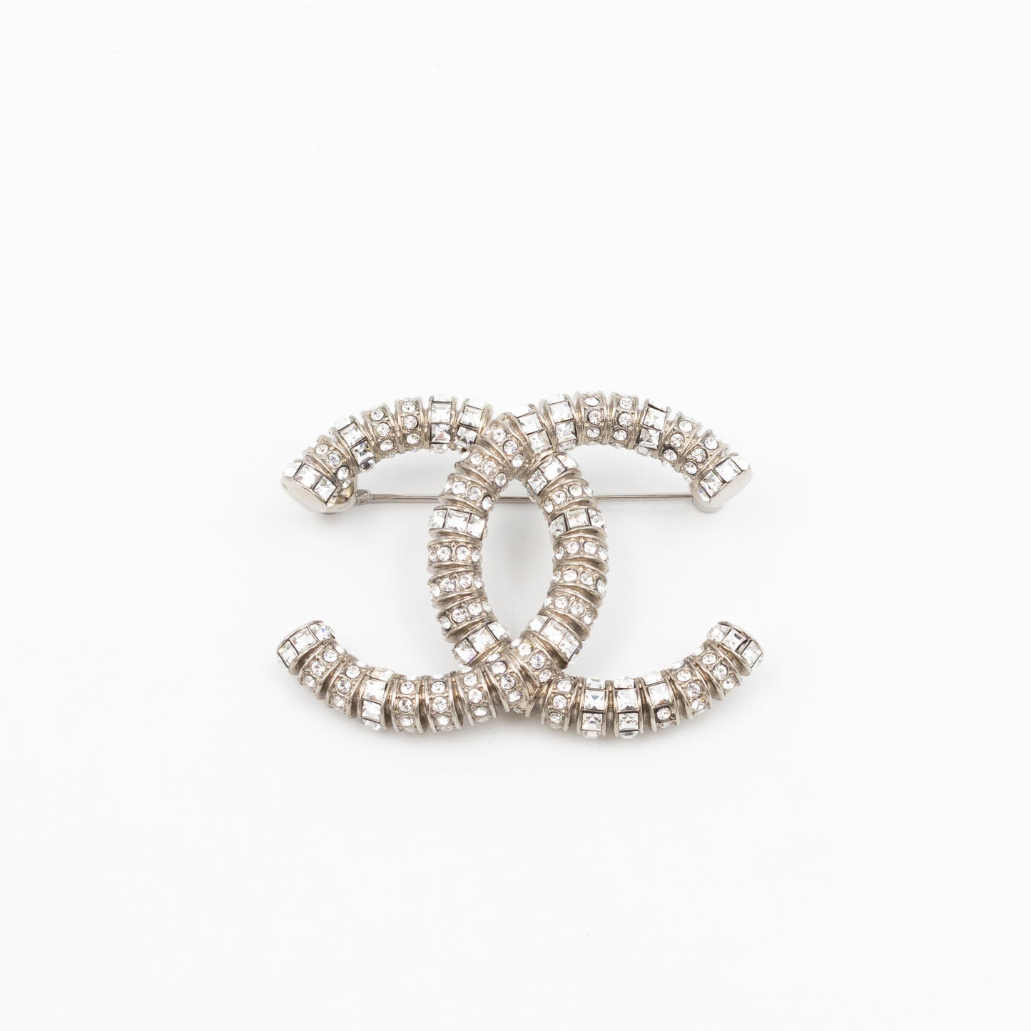 Chanel CC Crystal Silver-tone Brooch