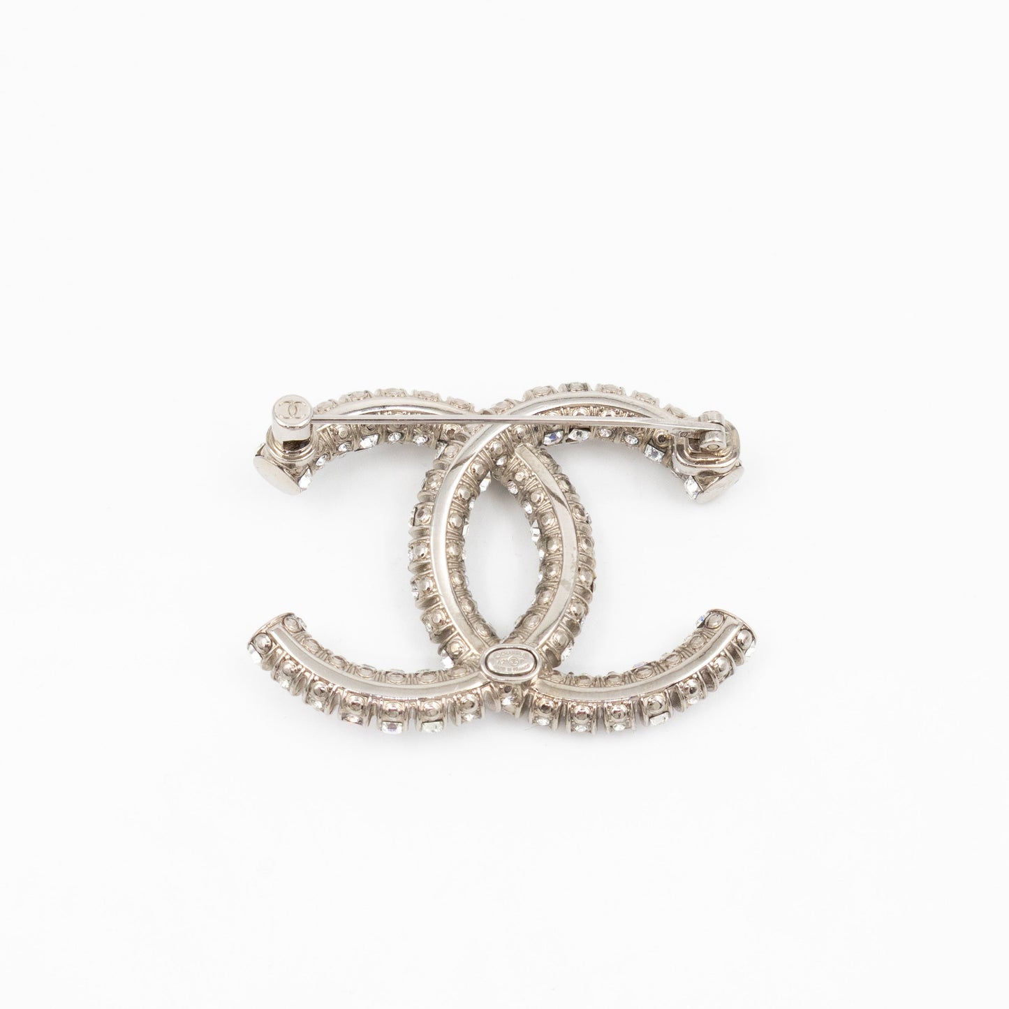 Chanel CC Crystal Silver-tone Brooch