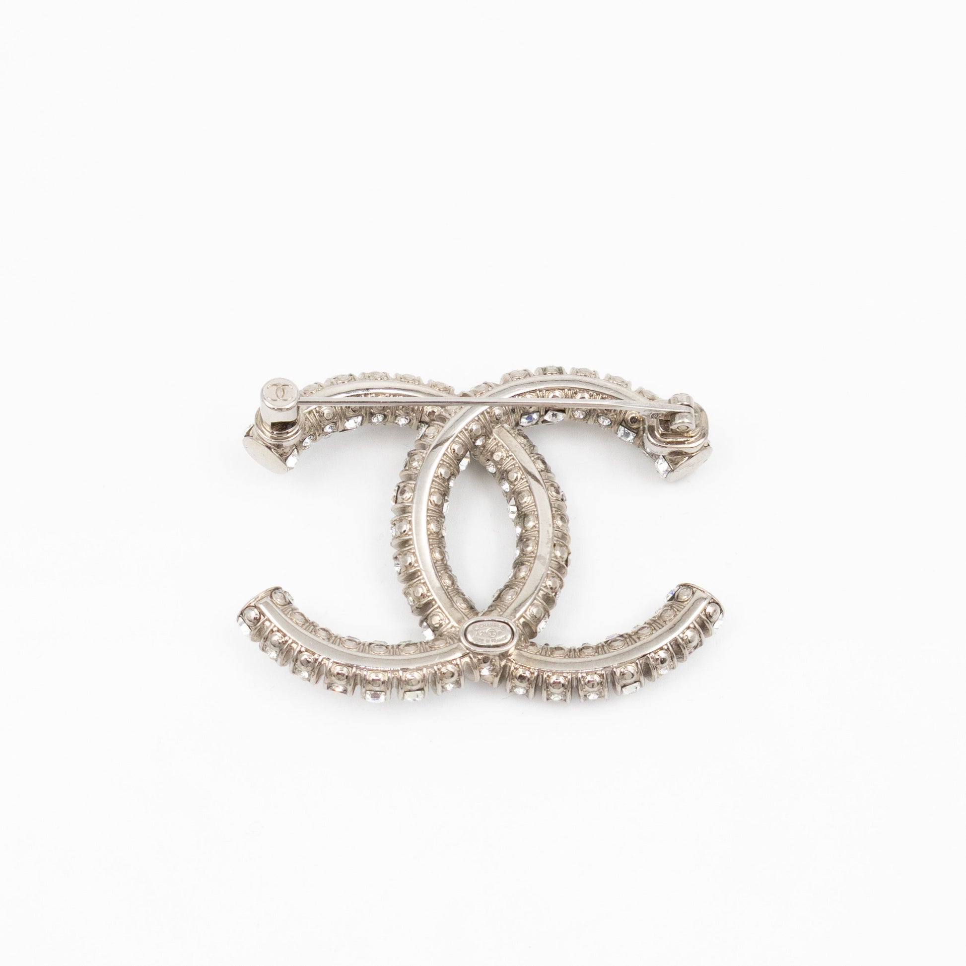 Chanel CC Crystal Silver-tone Brooch