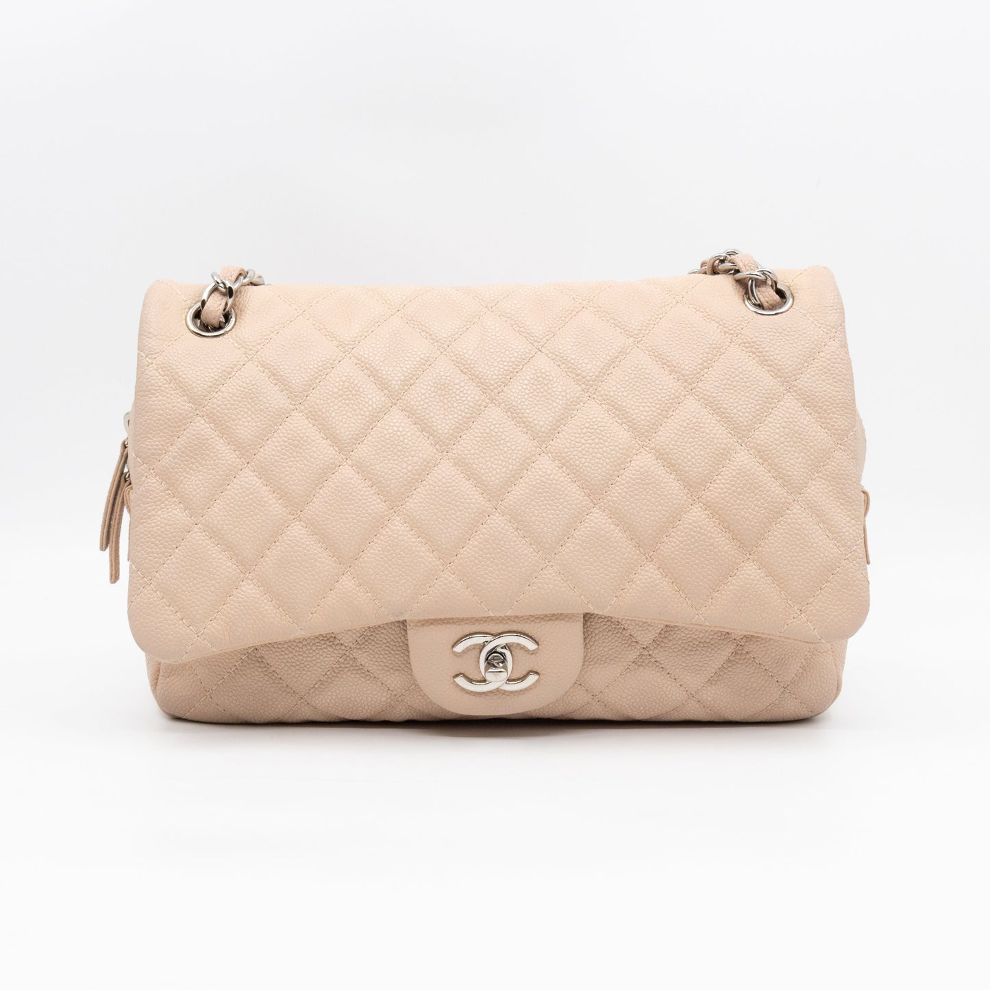 Chanel Casual Journey Flap Bag Beige Leather Silver
