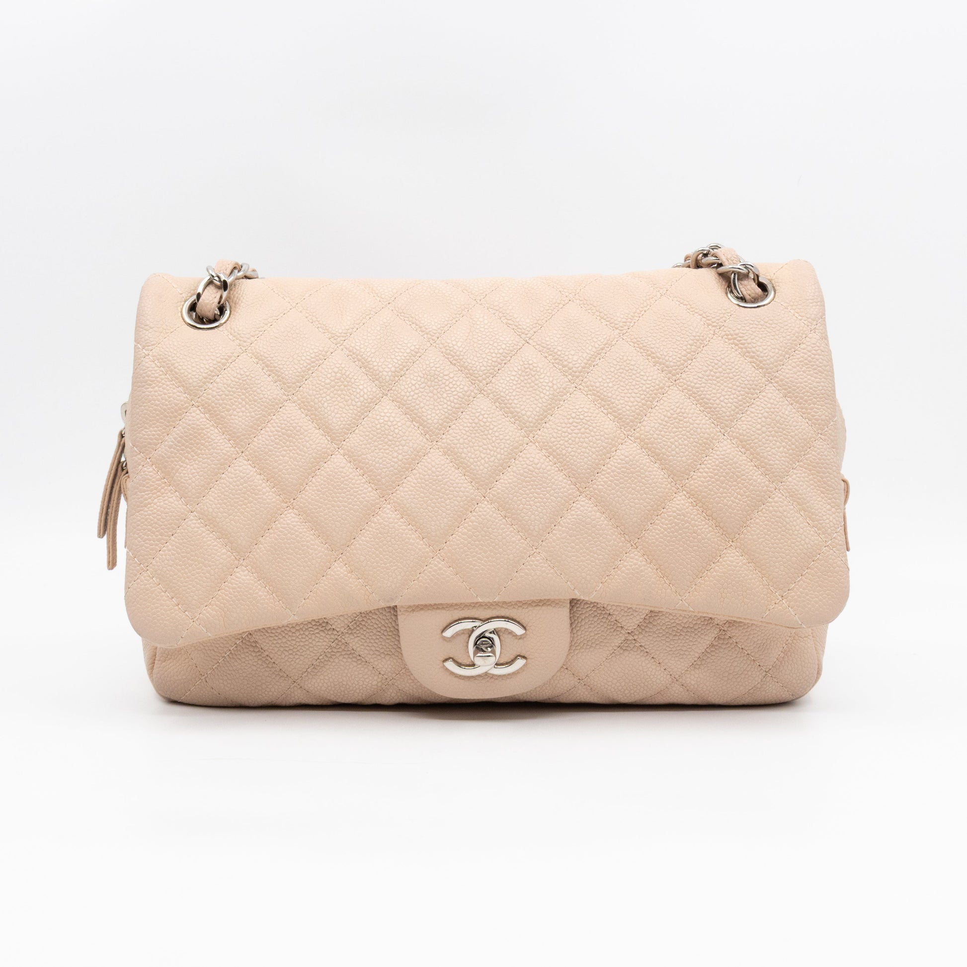 Chanel Casual Journey Flap Bag Beige Leather Silver