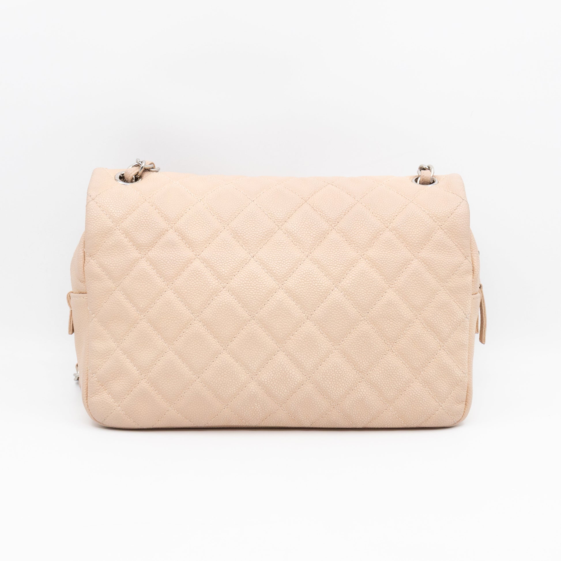 Chanel Casual Journey Flap Bag Beige Leather Silver