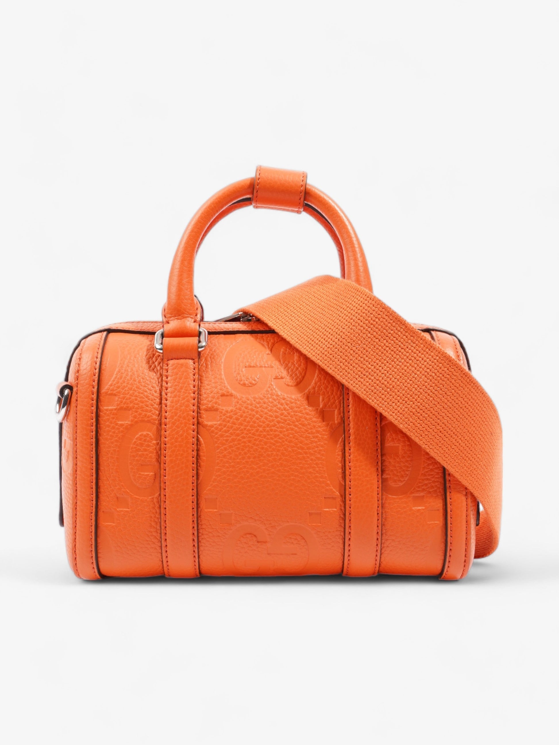 Gucci Jumbo Duffle Orange Travel Bag Leather Mini