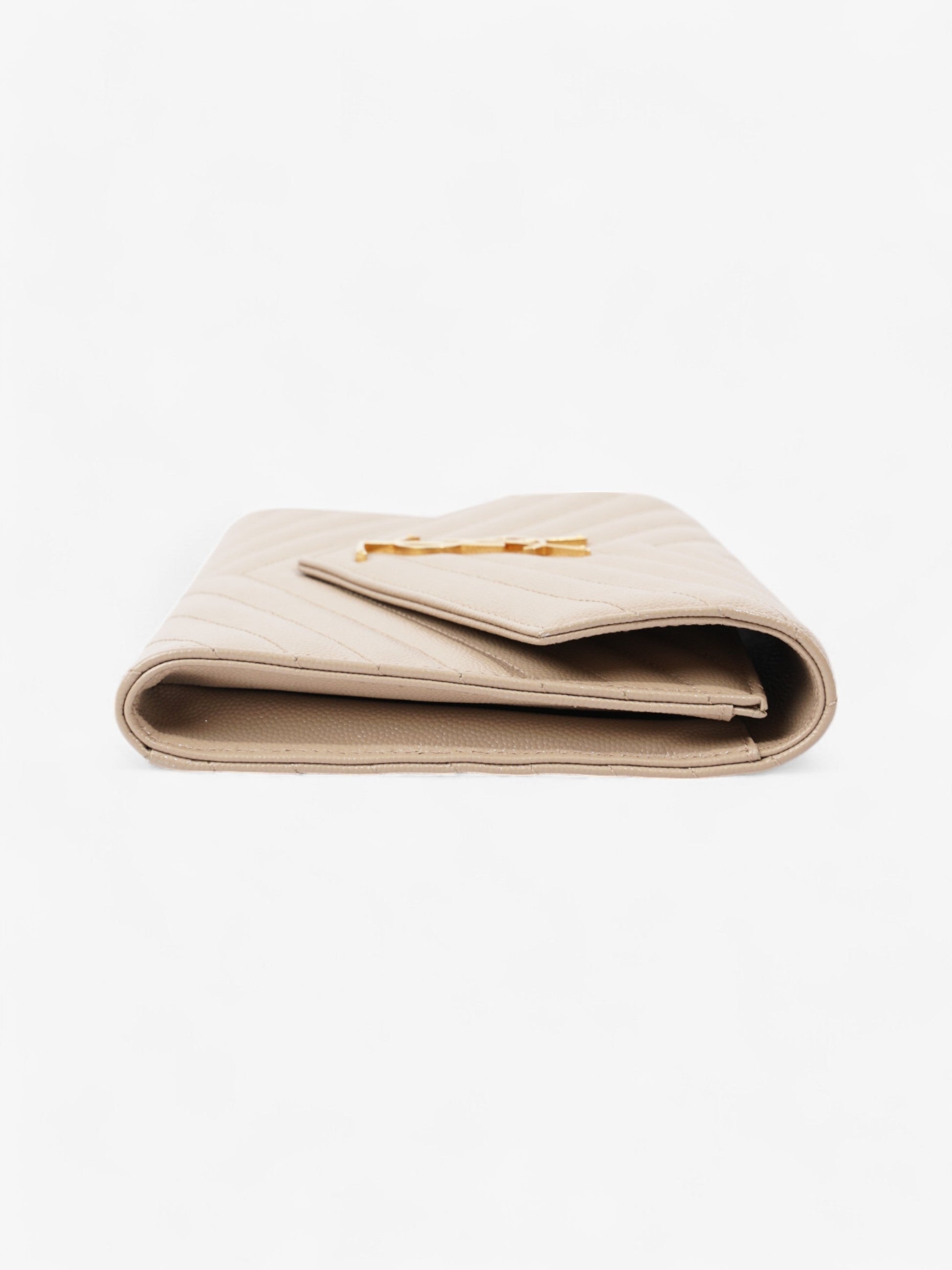 YSL Saint Laurent Cassandre Clutch Bag Leather Matelasse Beige