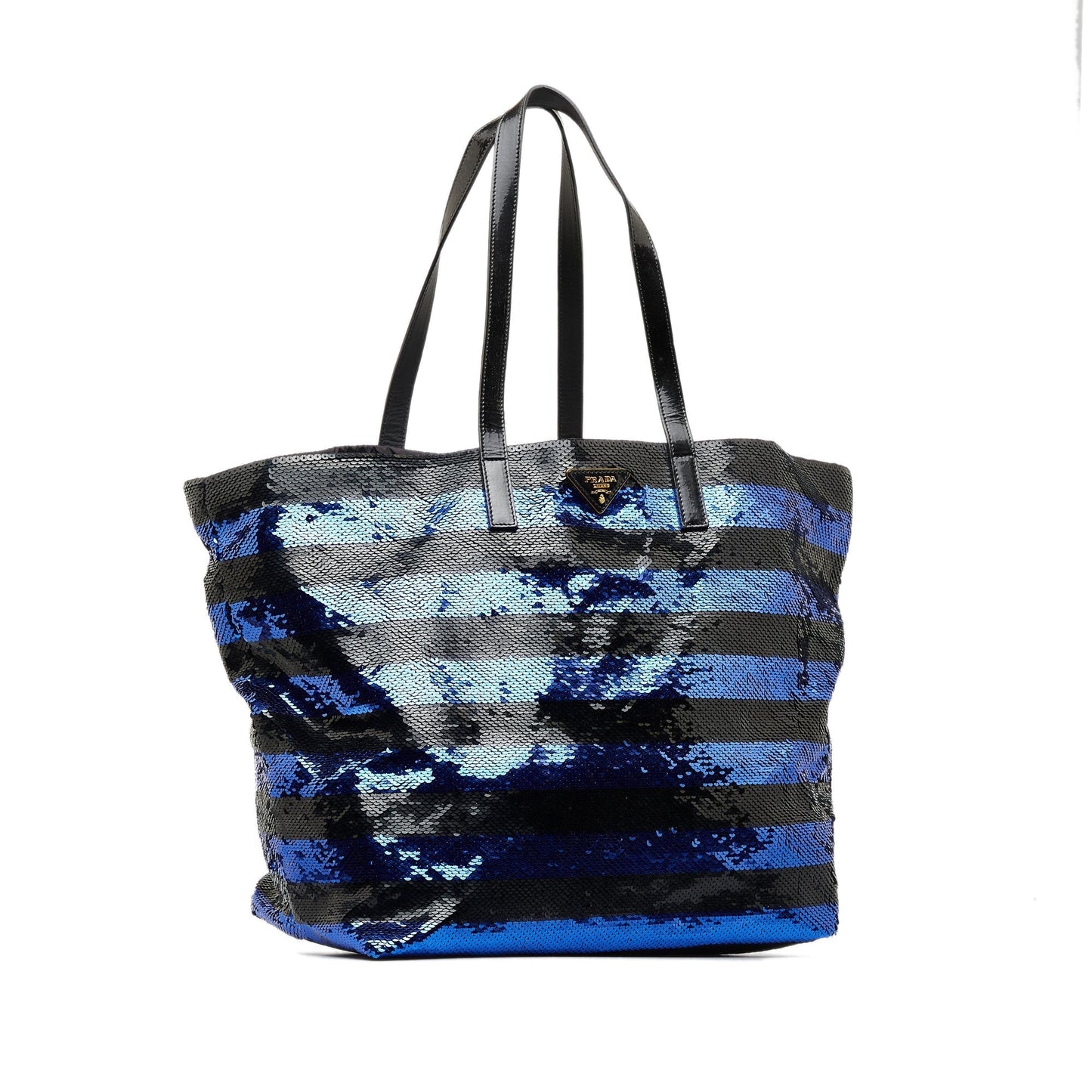 Prada Sequined Tote Satin Blue Tote Bag