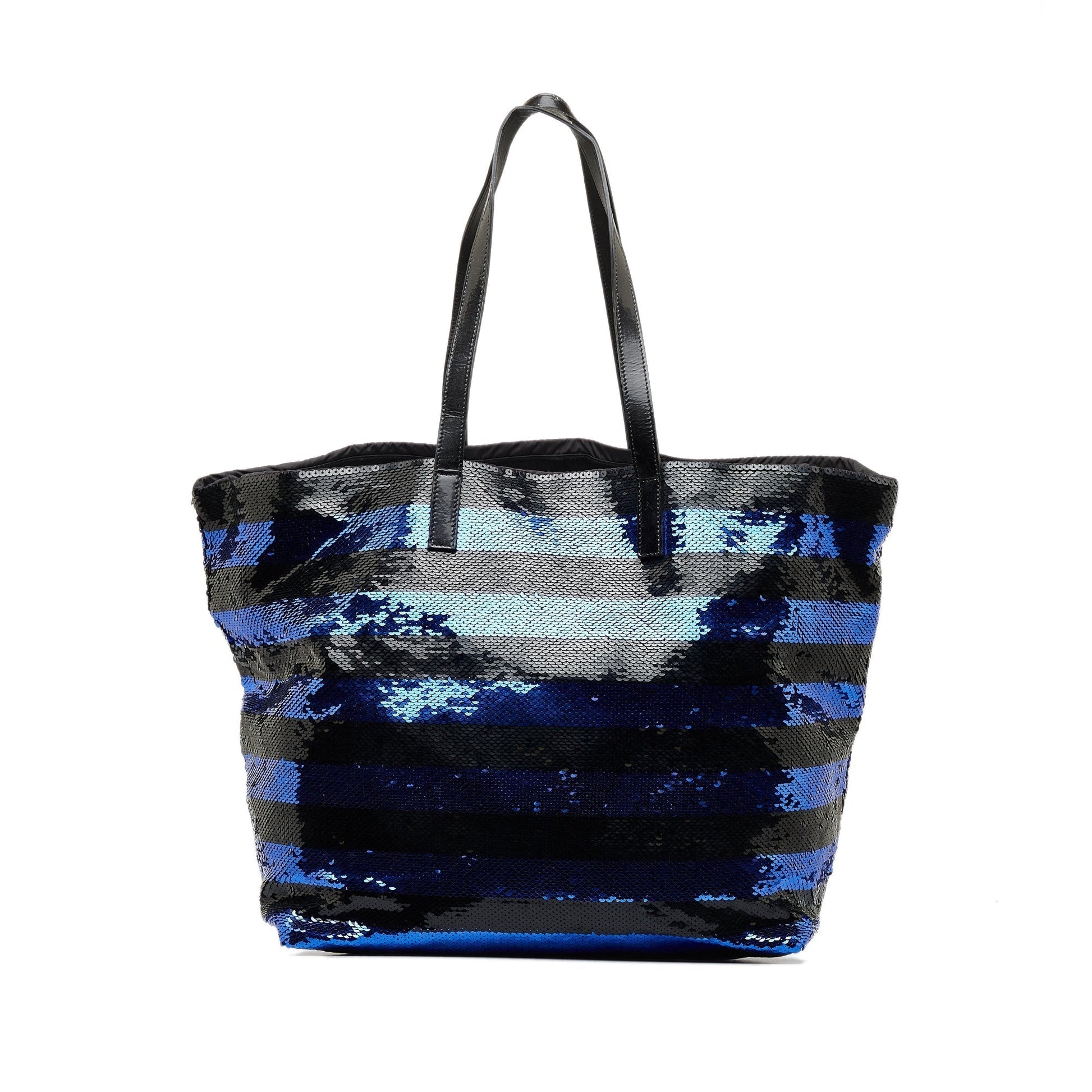 Prada Sequined Tote Satin Blue Tote Bag