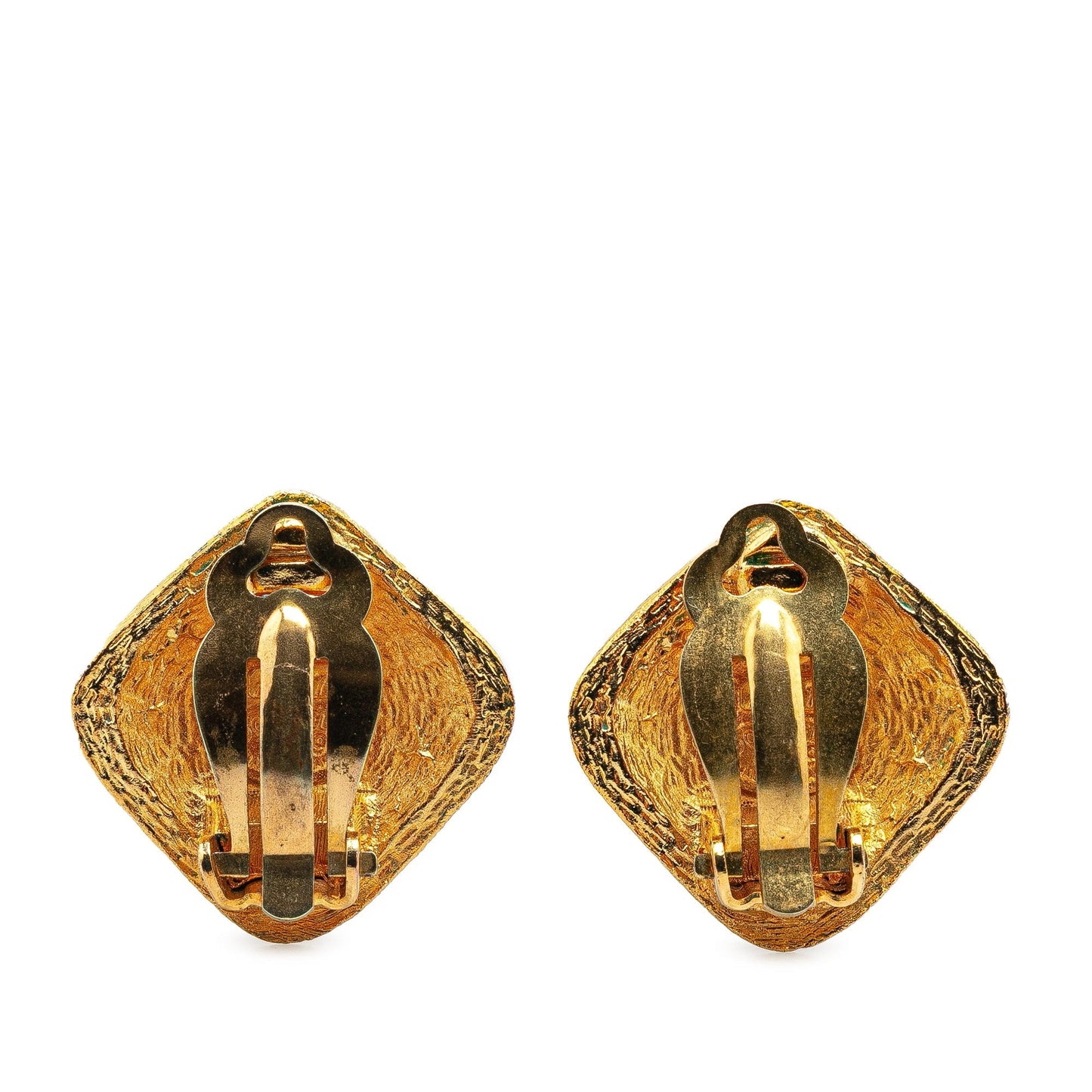 Gold Chanel Gold Plated CC Clip On Earrings