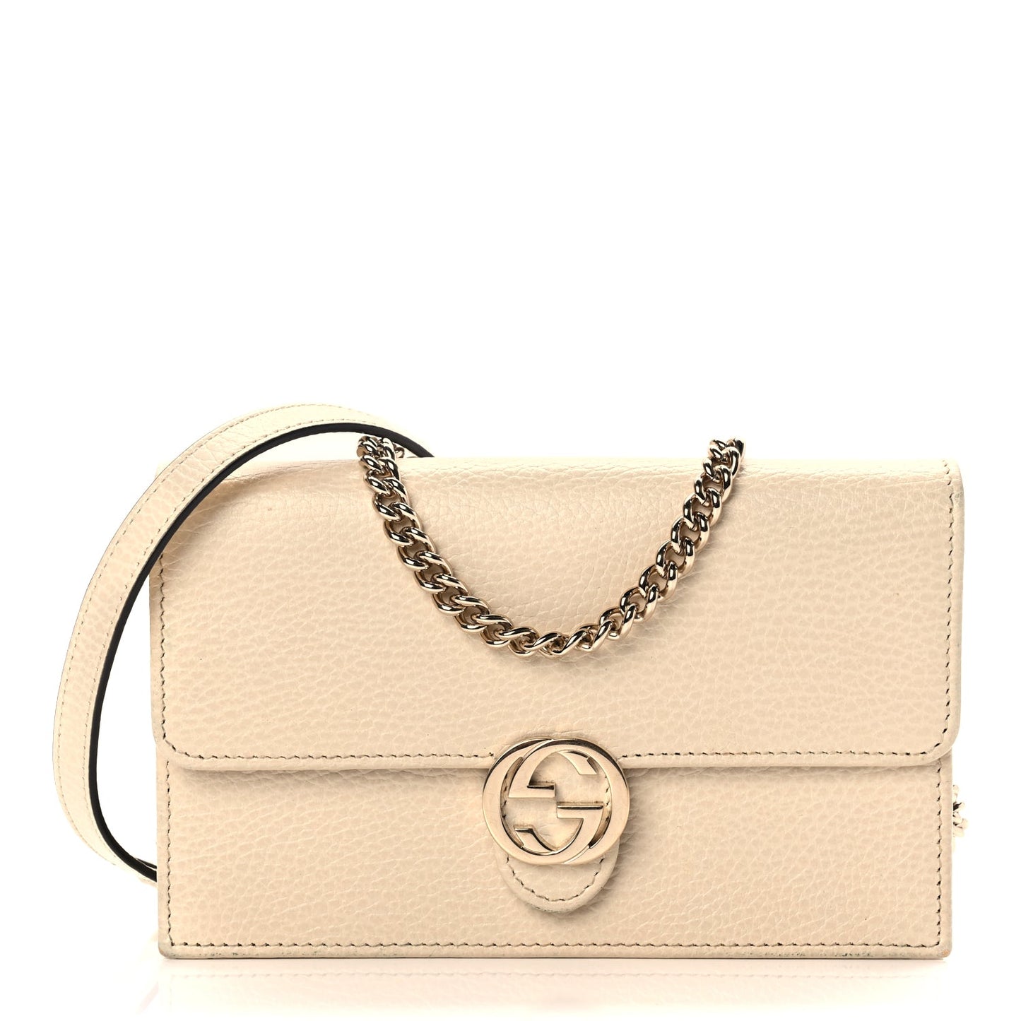 Gucci Dollar Calfskin Interlocking G Chain Wallet Ivoire