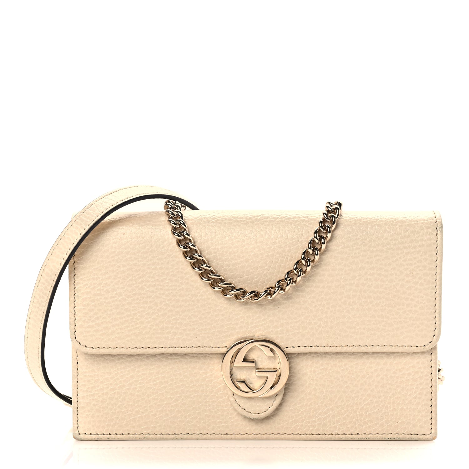 Gucci Dollar Calfskin Interlocking G Chain Wallet Ivoire