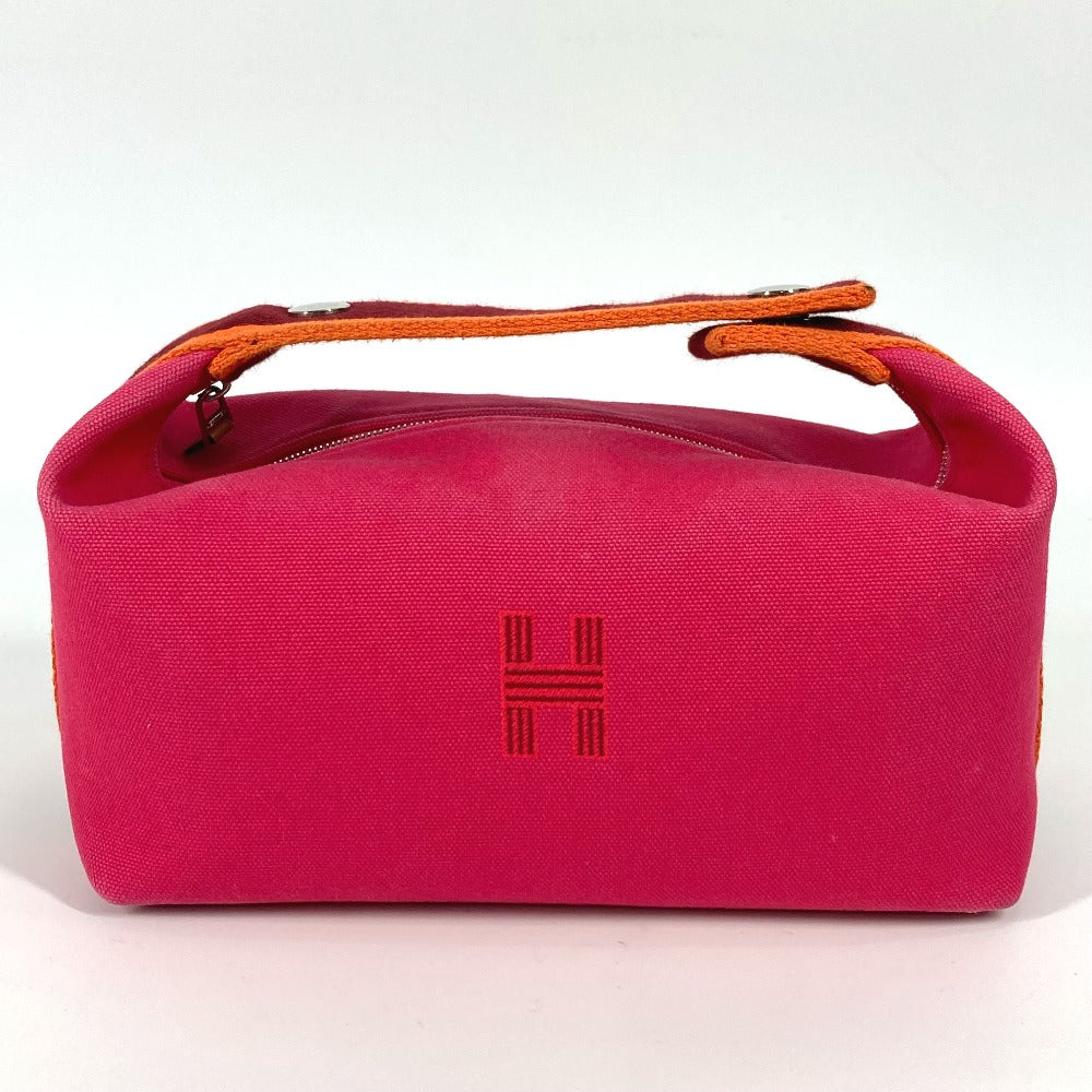 Hermes Handbag Pouch Brid Pm Women Canvas Black Pink Travel Bag