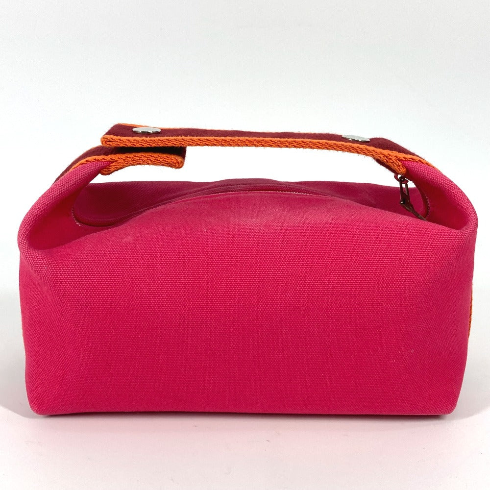 Hermes Handbag Pouch Brid Pm Women Canvas Black Pink Travel Bag