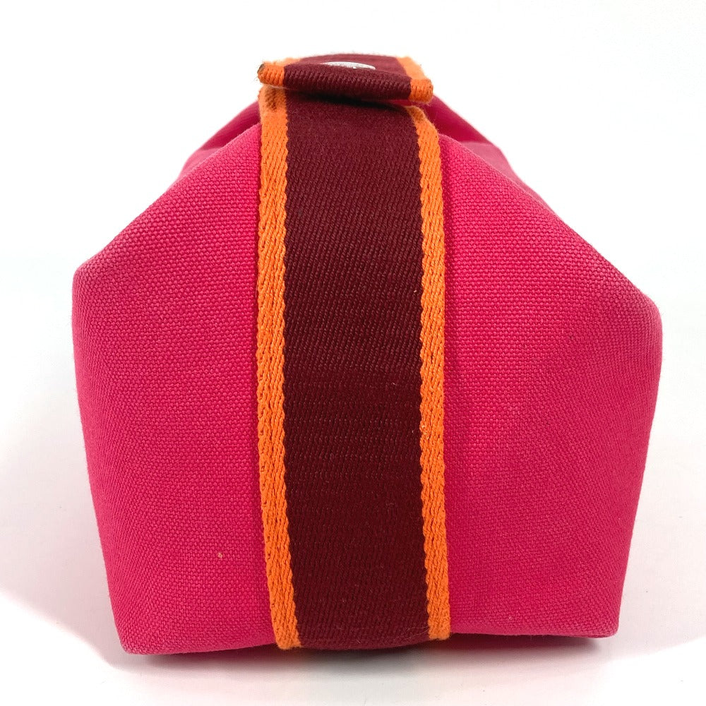 Hermes Handbag Pouch Brid Pm Women Canvas Black Pink Travel Bag
