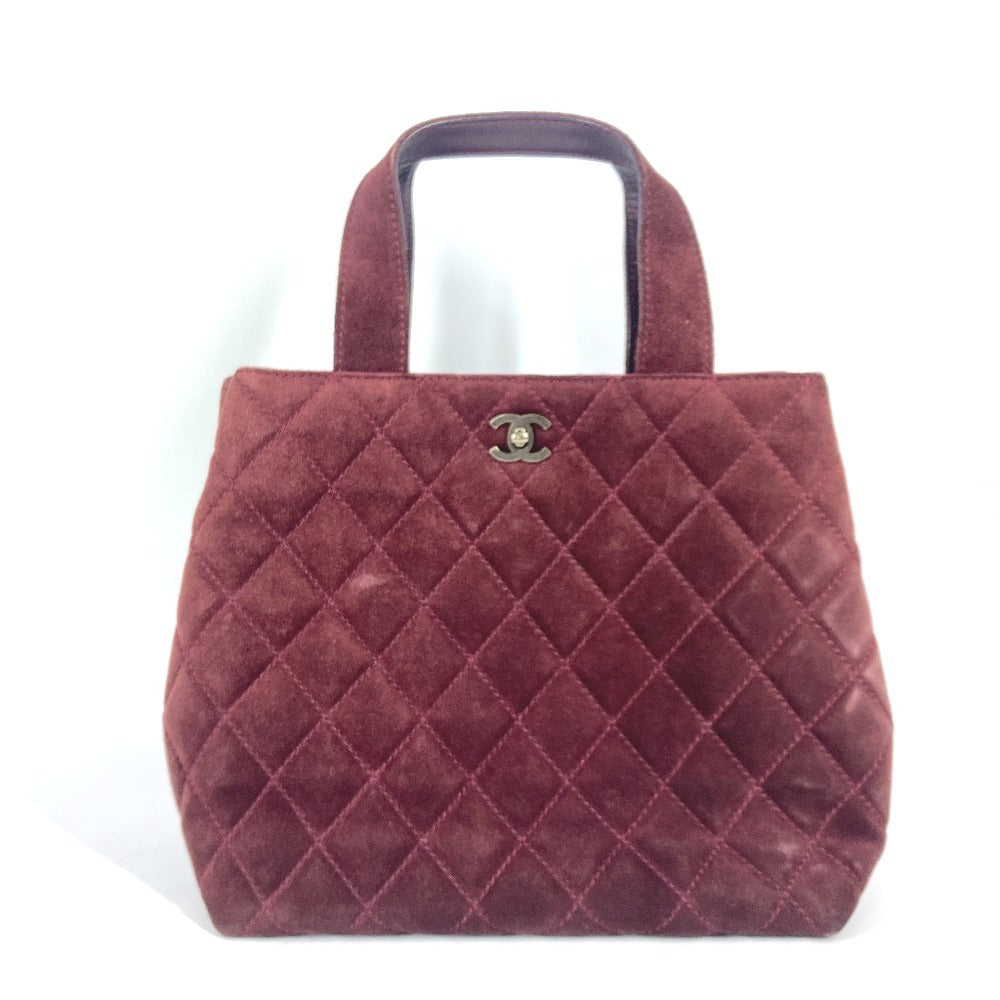 Chanel suede wine- Turnlock CC COCO Mark Red Tote Bag