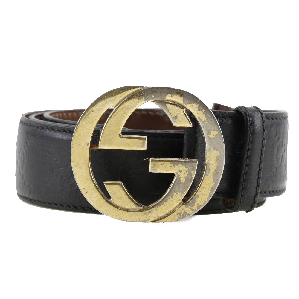 Gucci Sima GG Interlocking 90 Leather Black Belt