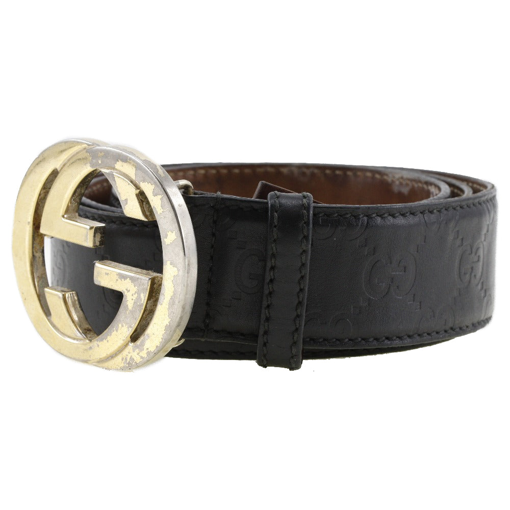 Gucci Sima GG Interlocking 90 Leather Black Belt