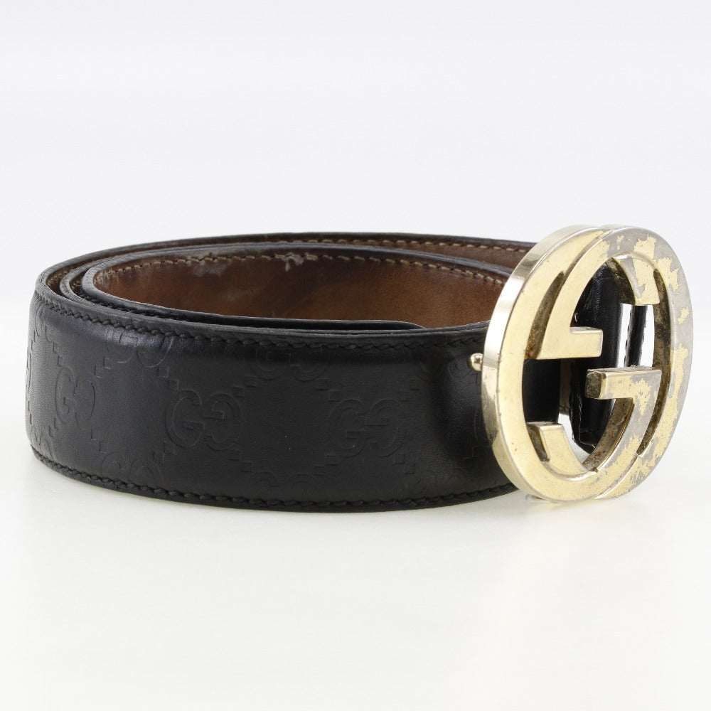 Gucci Sima GG Interlocking 90 Leather Black Belt