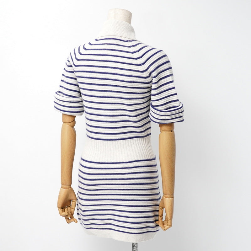 Chanel one piece knit Off Navy 34 White Handbag