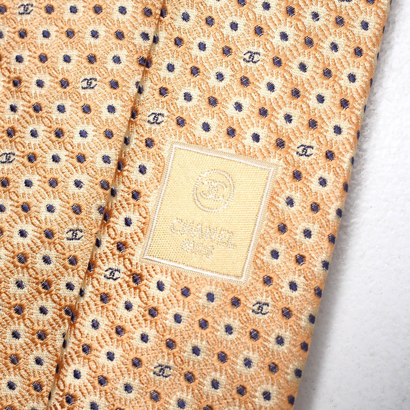Chanel tie 100 silk Yellow Orange Handbag