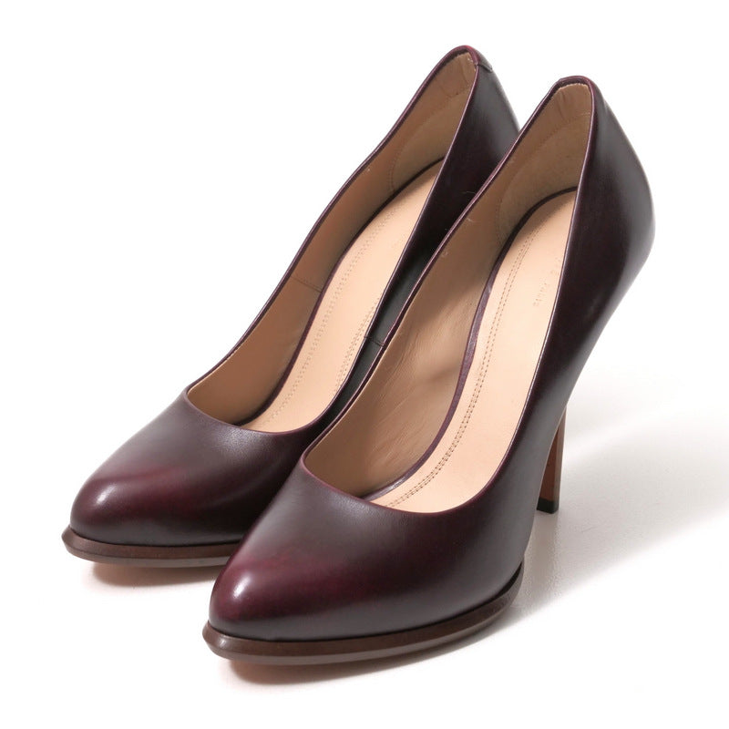 Pumps Genuine Burgundy Women Handbag Leather Shoes