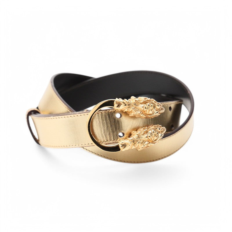 Gucci 037 424 75 30 Leather Gold Belt