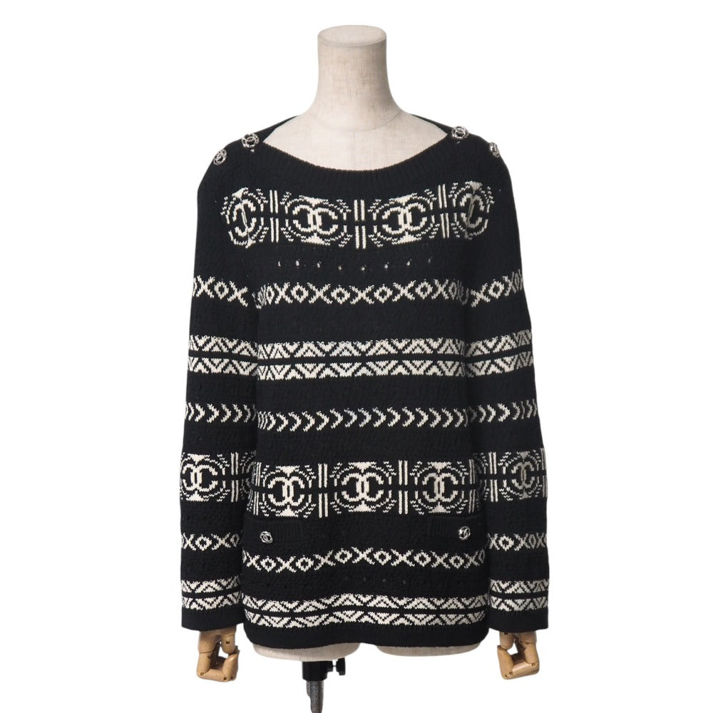 Chanel knit x type 36 Black White Handbag