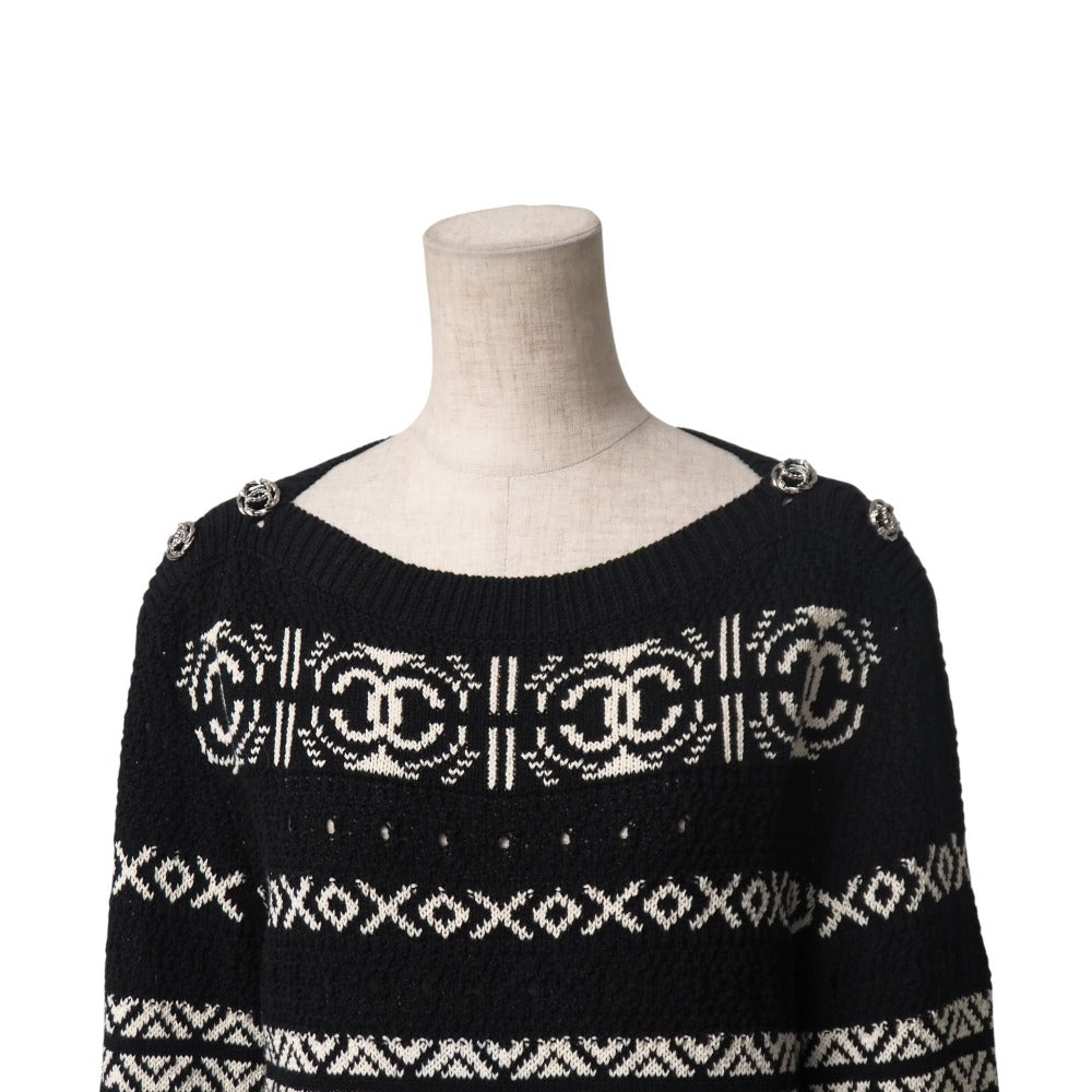 Chanel knit x type 36 Black White Handbag