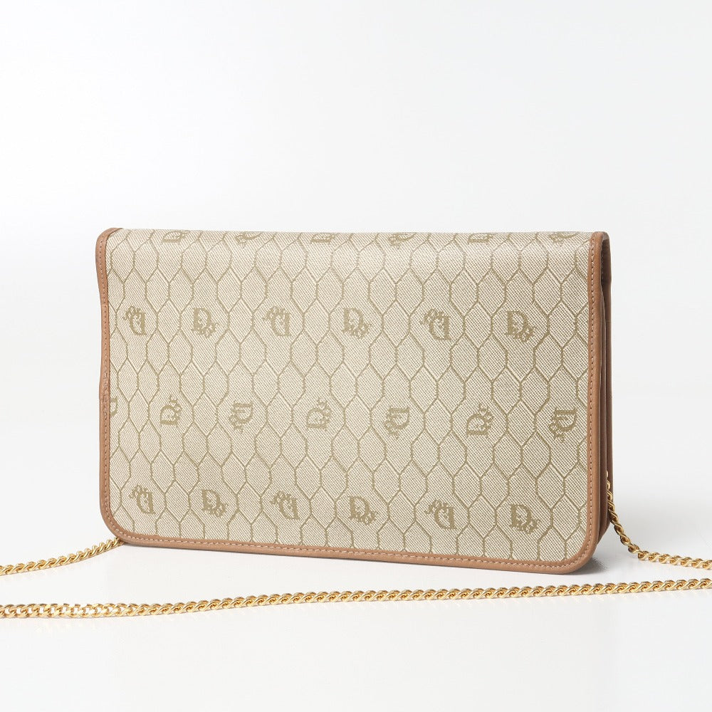 Dior Christian Shoulder Bag Pvc Chain Leather Brown