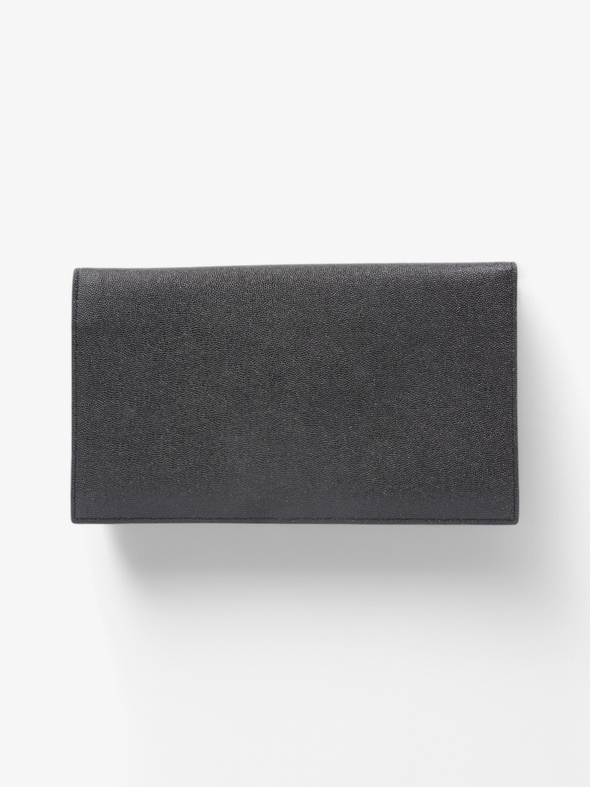 YSL Saint Laurent Uptown Pouch Calfskin Clutch Bag Leather Black