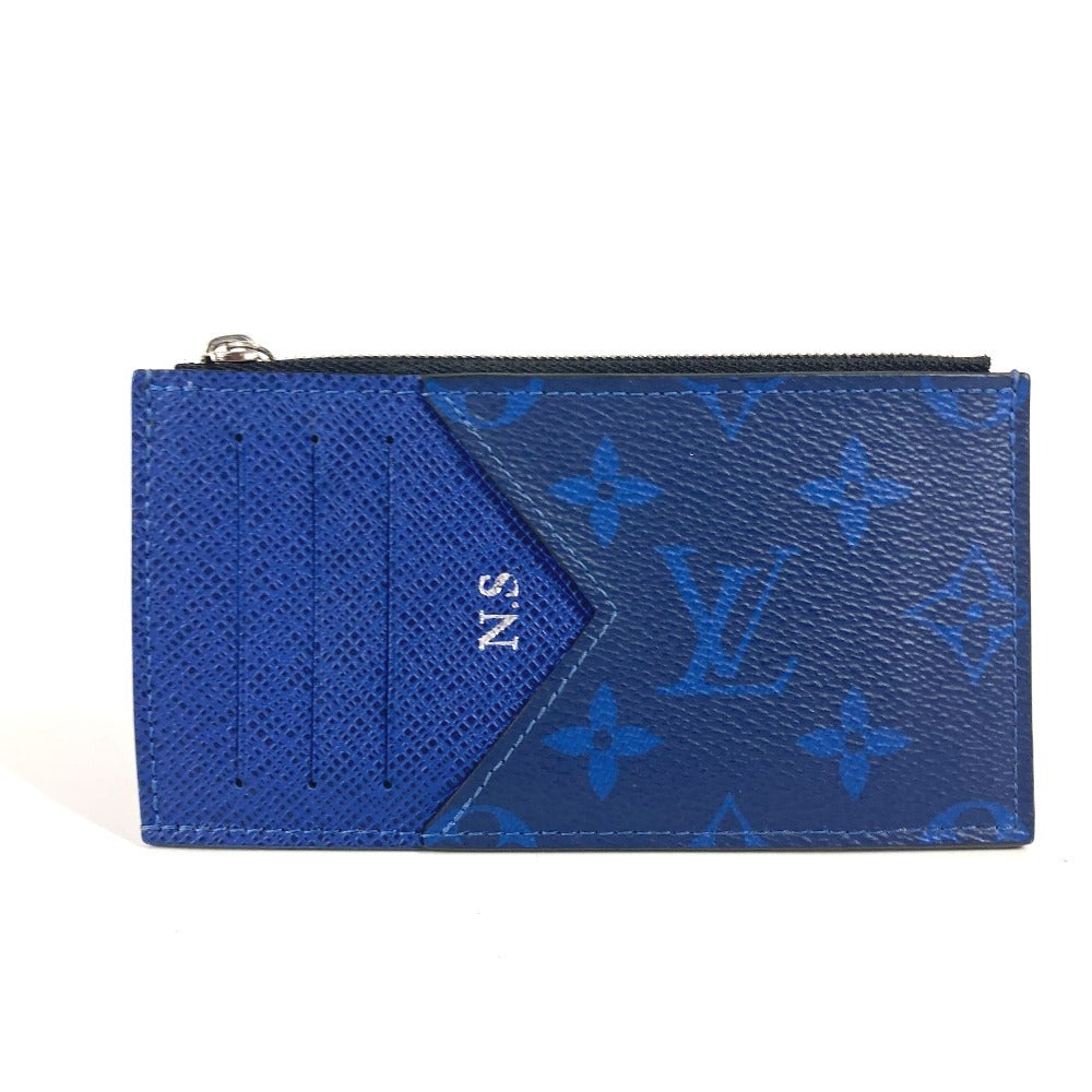 Louis Vuitton Coin M30270 Taiga Taigalama Coin Monogram Leather Canvas Blue Wallet Case
