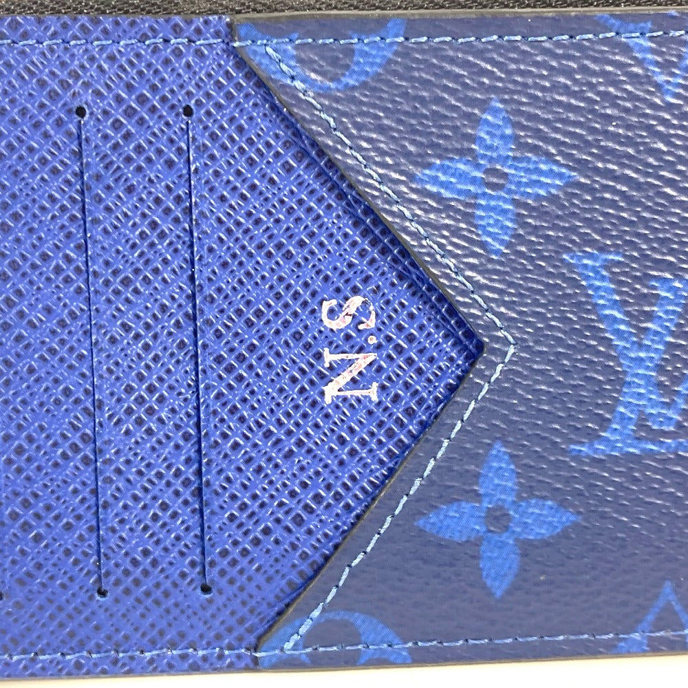 Louis Vuitton Coin M30270 Taiga Taigalama Coin Monogram Leather Canvas Blue Wallet Case