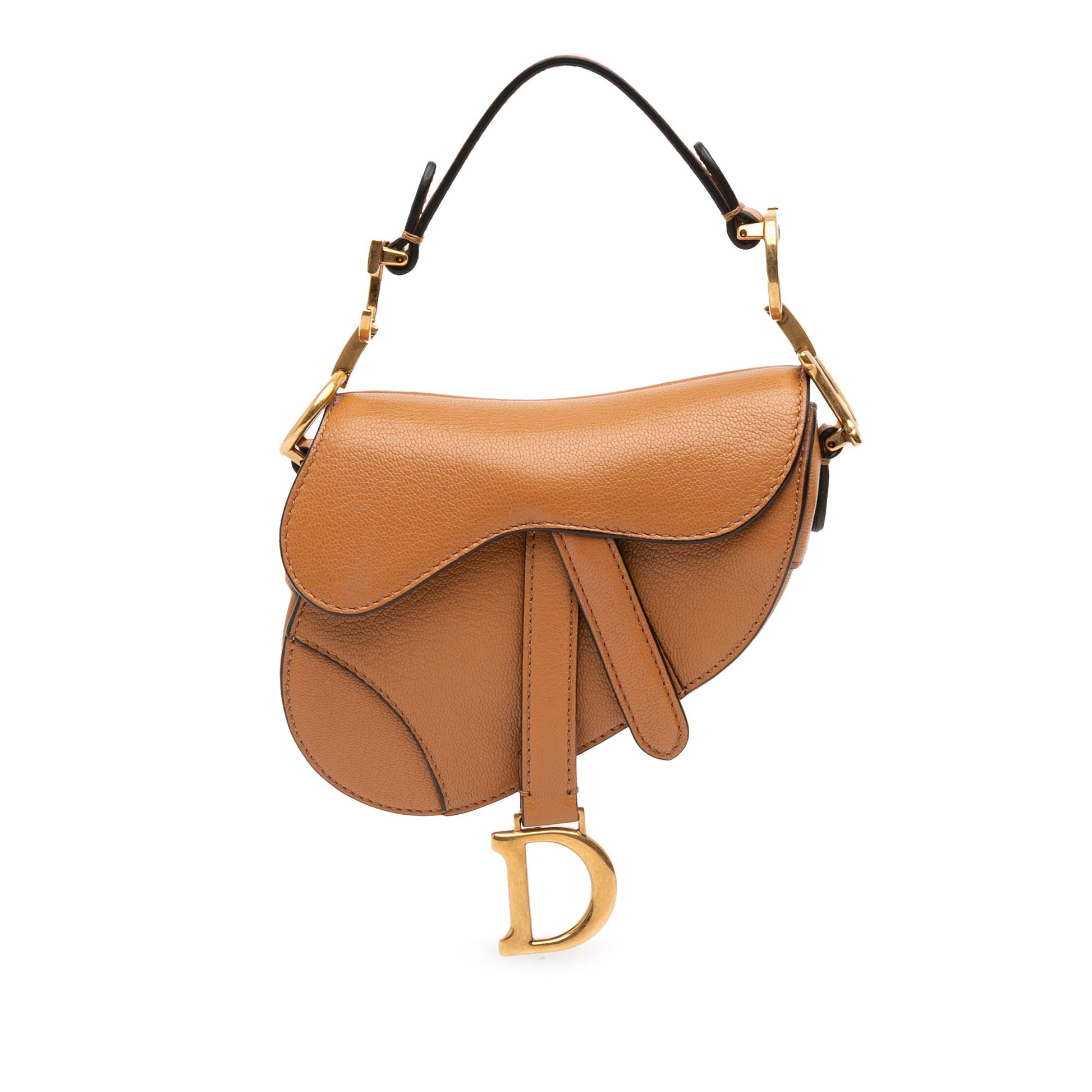 Dior Handbag Goatskin Saddle Bag Satchel Brown Micro Satchel Bag