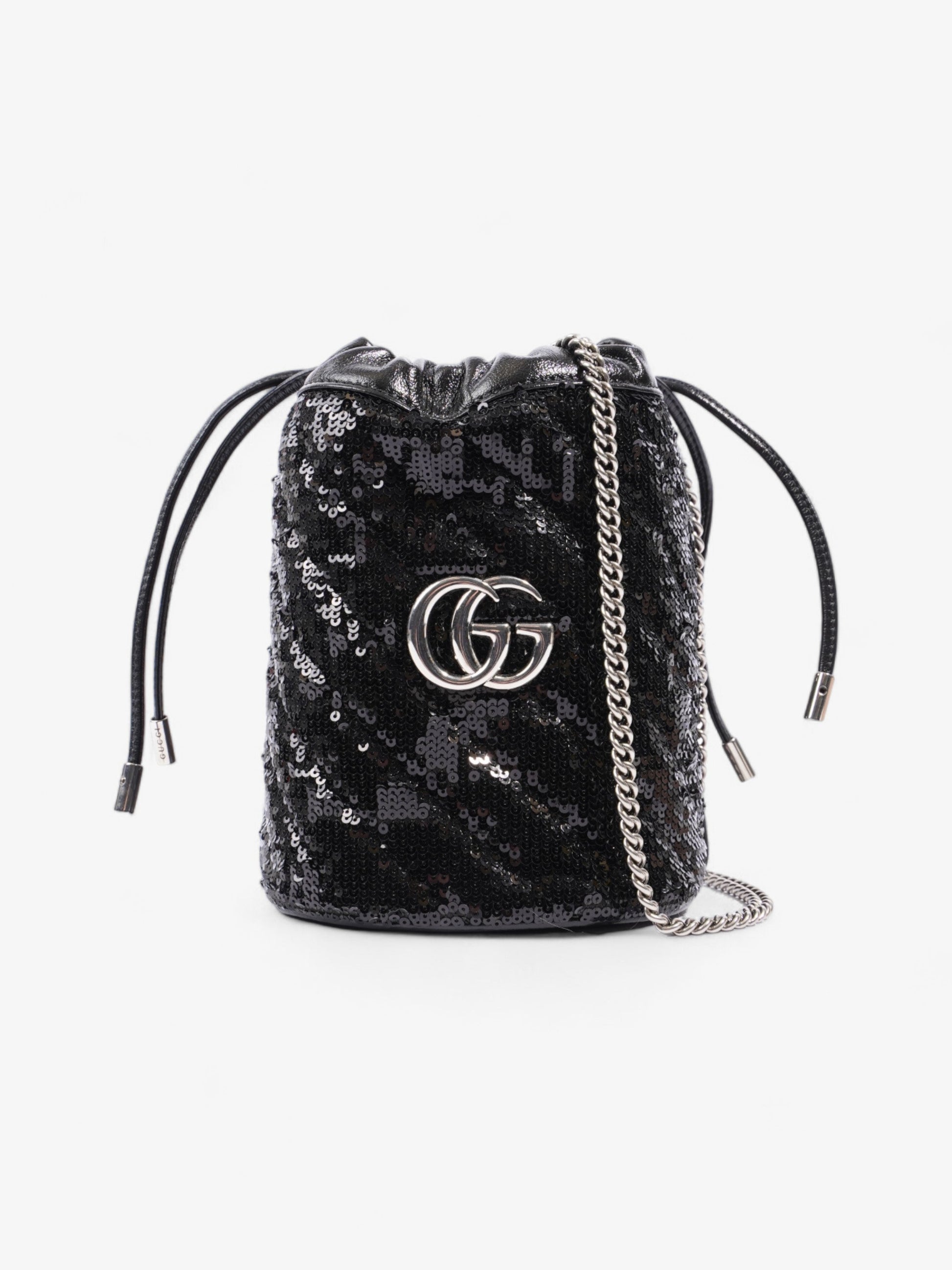Gucci Marmont Bag Sequin Black Bucket Crossbody Bag